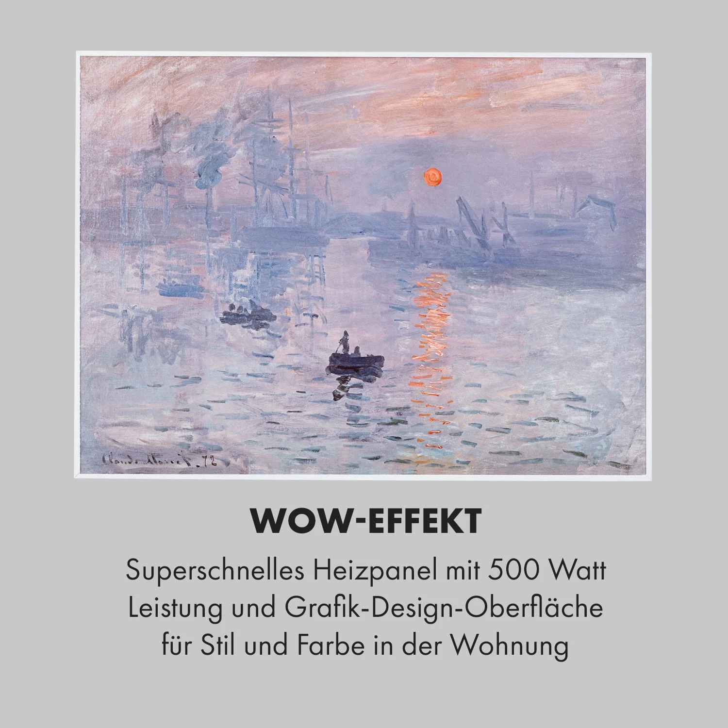 Wonderwall Air Art Smart Infrarotheizung 80x60cm 500W Wandmontage Sonnenaufgang – Bild 5