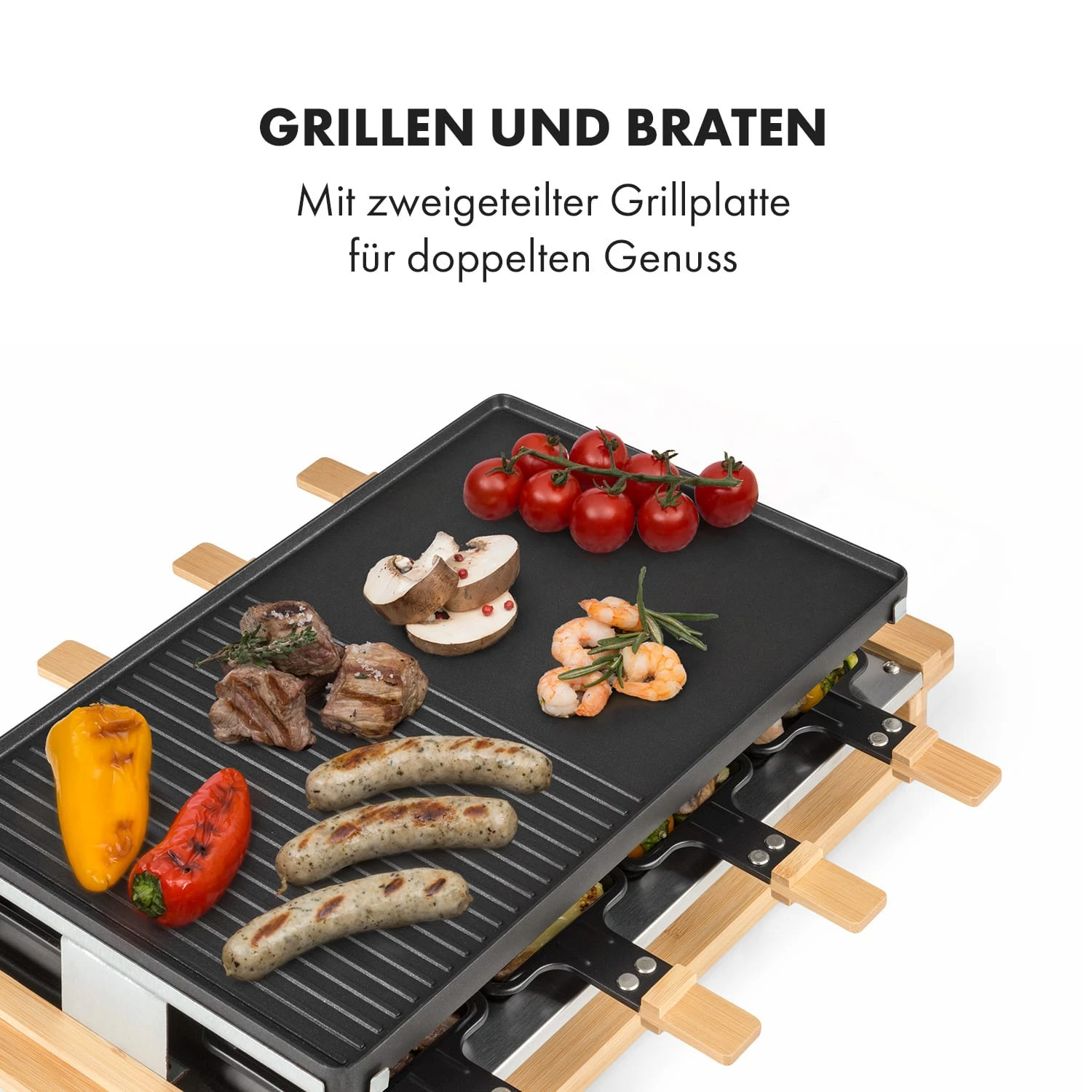 Tournedo Raclette 1200W Aluminiumguss 8 Personen Holz-Dekor – Bild 3