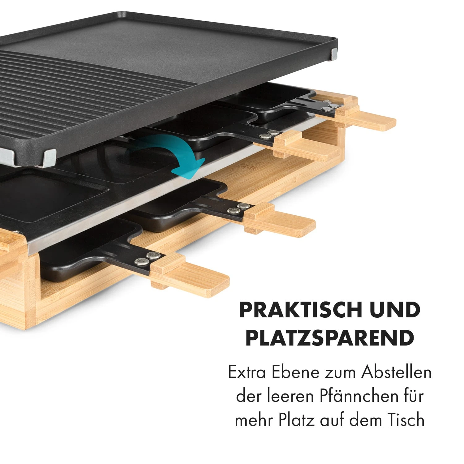 Tournedo Raclette 1200W Aluminiumguss 8 Personen Holz-Dekor – Bild 5