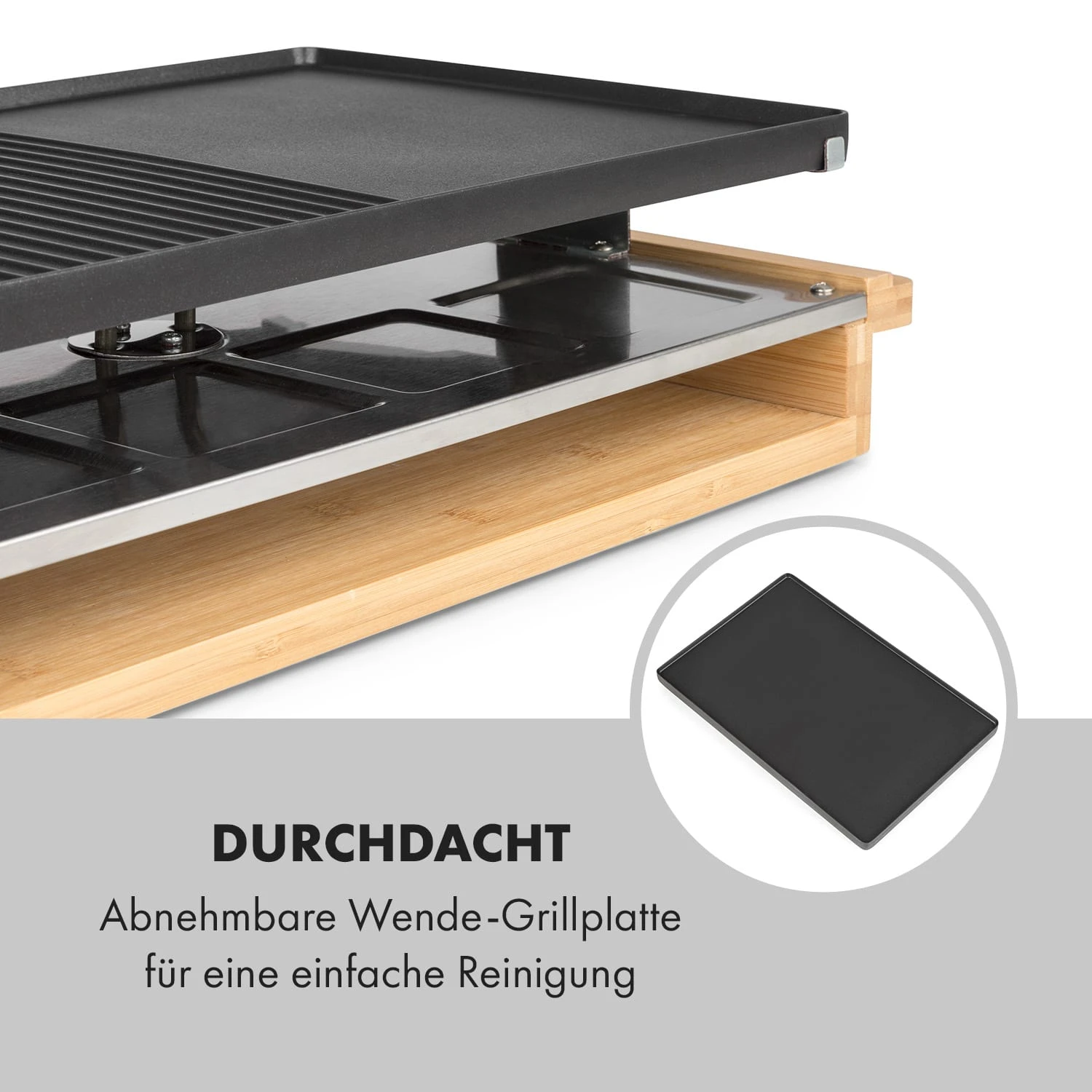 Tournedo Raclette 1200W Aluminiumguss 8 Personen Holz-Dekor – Bild 7