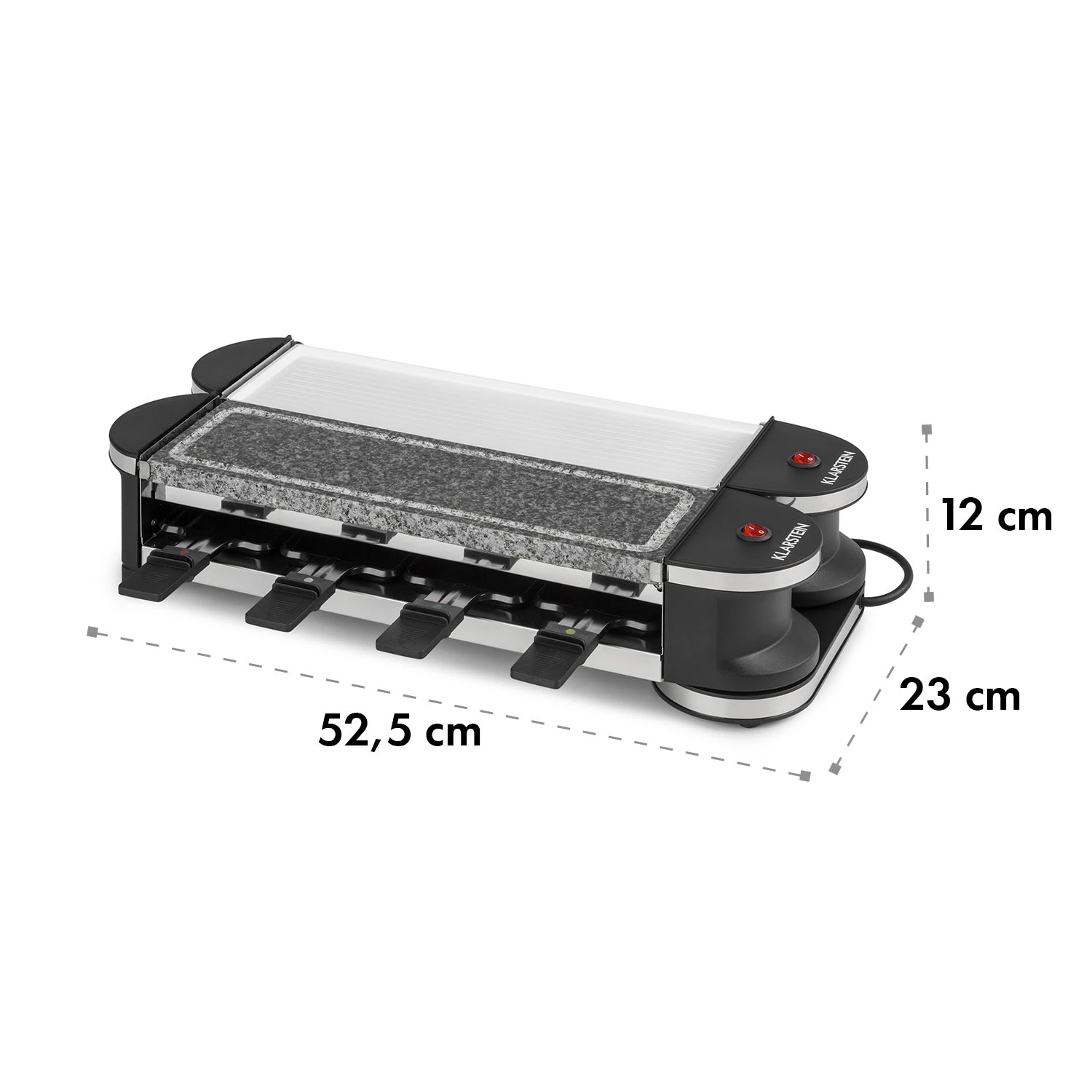Tenderloin 50/50 Raclette-Grill 1200W 8 Personen Natursteinplatte Metallgrillplatte – Bild 8