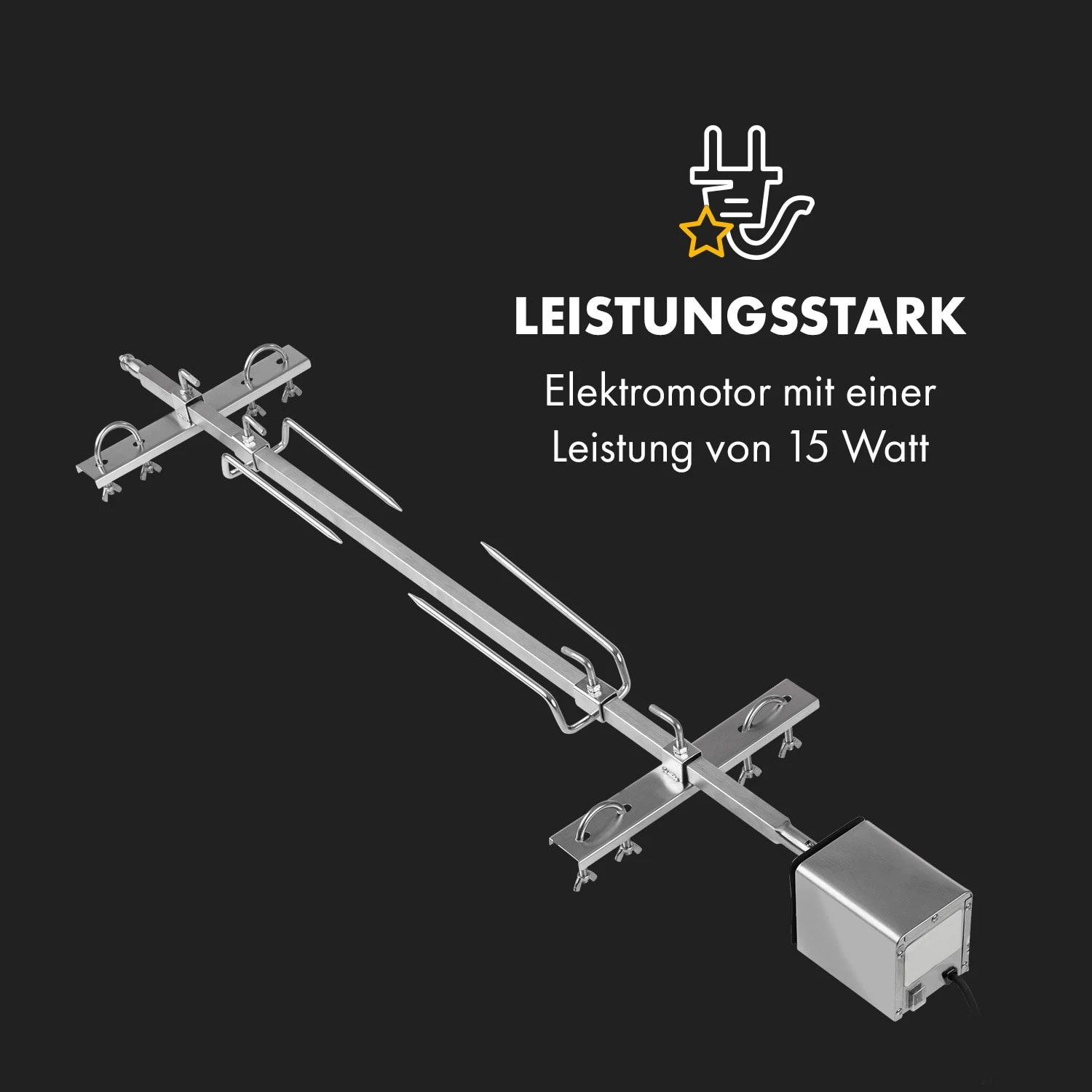 Sauenland Pro XL Spanferkelgrill Drehspieß 15W 4 Rollen Edelstahl – Bild 5