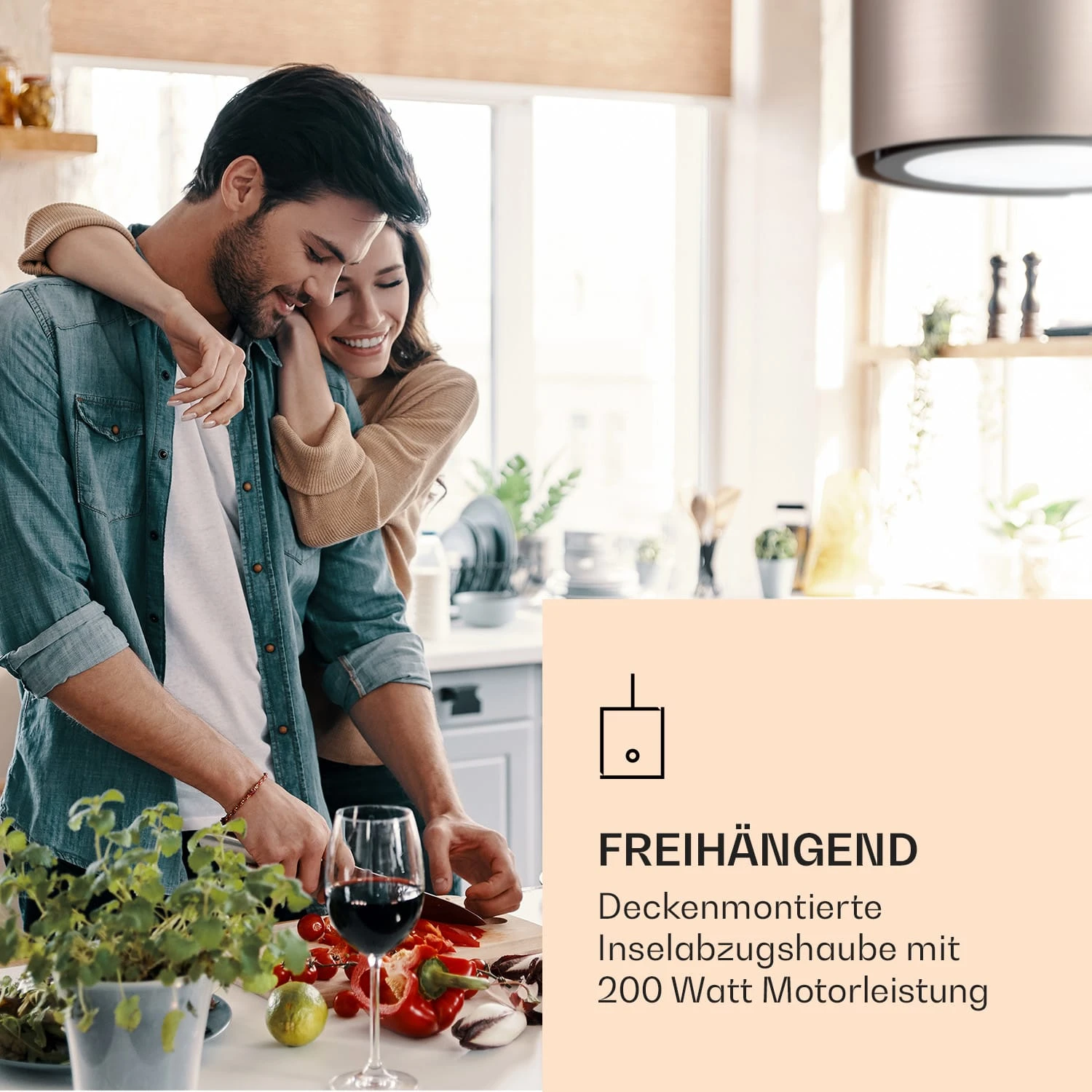 Skyfall Smart Inselabzugshaube Ø45cm Umluft 402m³/h LED – Bild 2