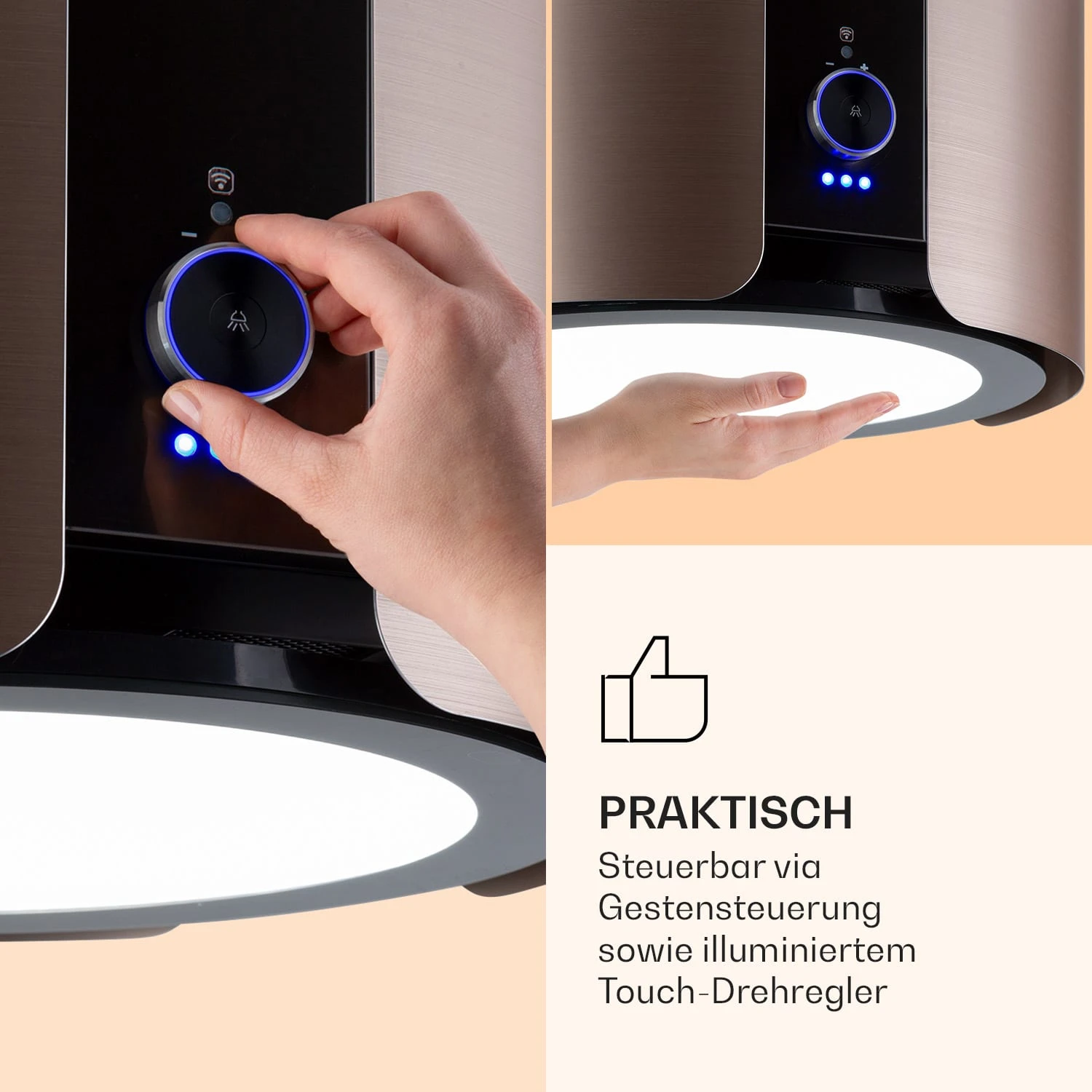 Skyfall Smart Inselabzugshaube Ø45cm Umluft 402m³/h LED – Bild 4