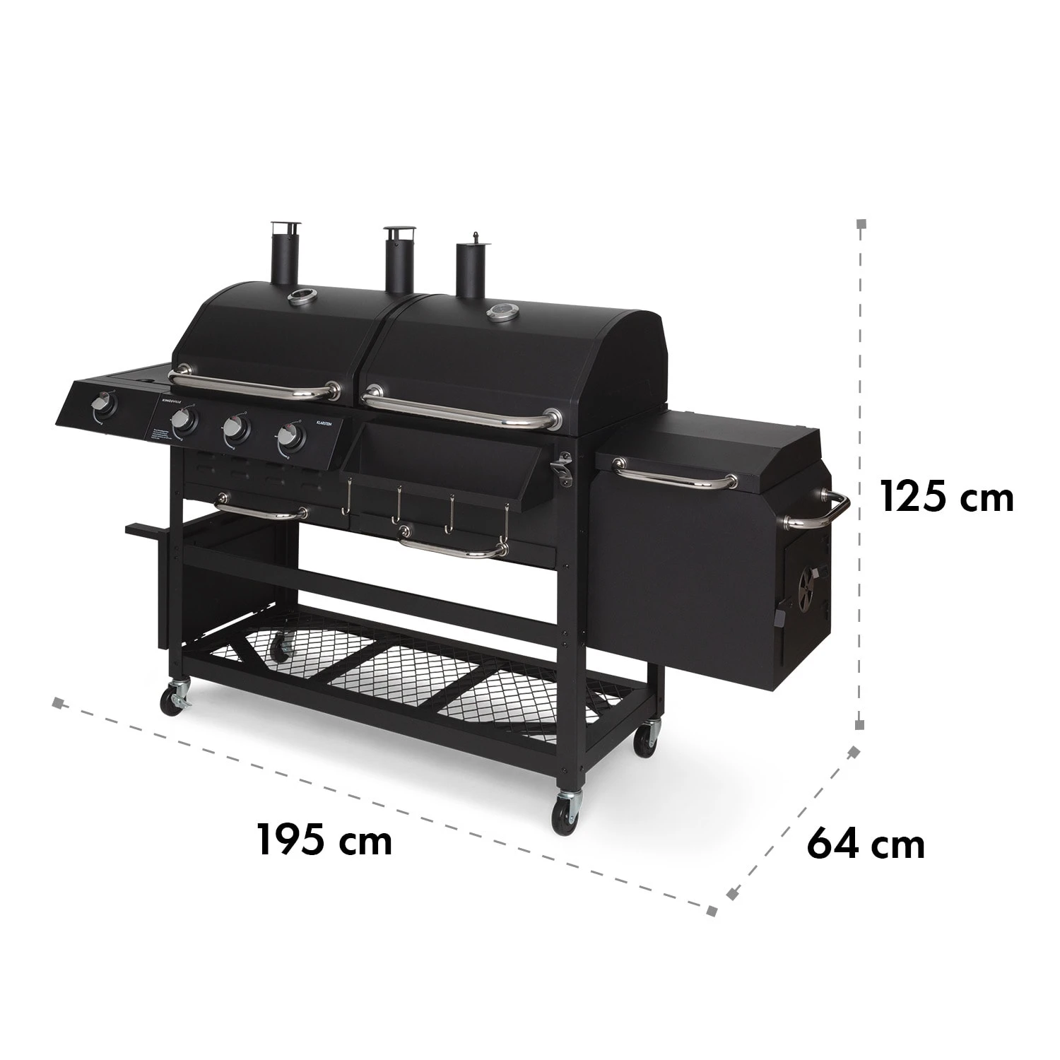 Kingsville Smoker Kombigrill Gas Kohle Smoker 13,5kW 3+1 Brenner – Bild 11