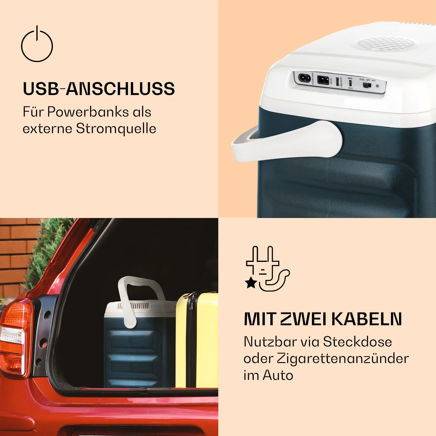 BeerBelly 29 Elektrische Kühlbox Kalt & Warm USB-Port ECO-Modus – Bild 3