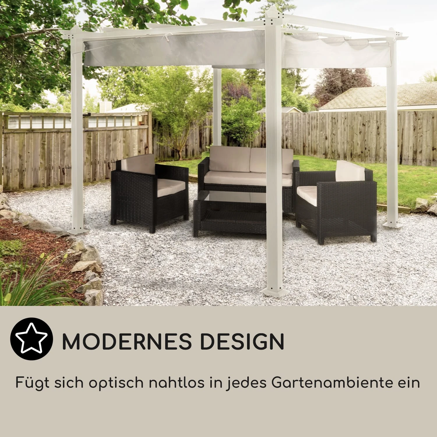 Pantheon Pergola Aluminiumkantrohr 3x3m 4 Eckpfosten Wasserabweisend – Bild 6