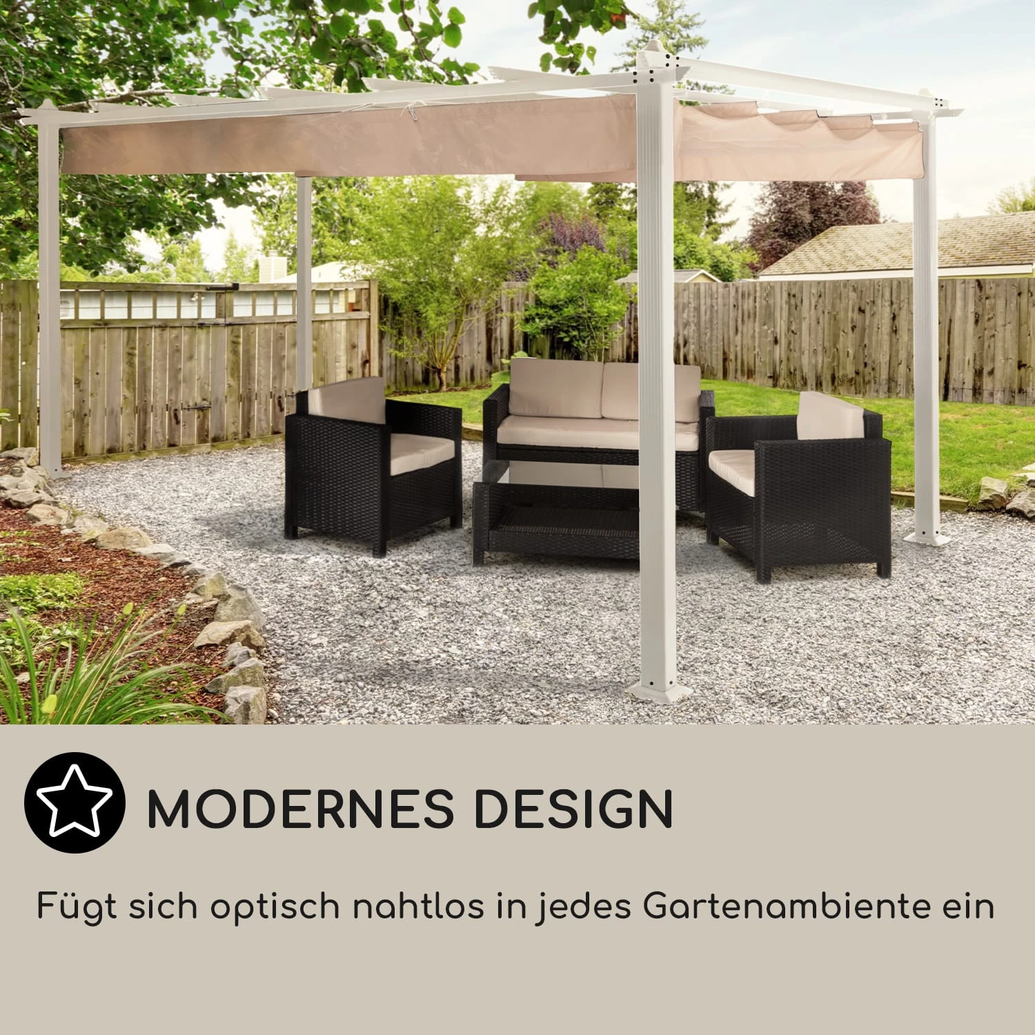 Pantheon Pergola Aluminiumkantrohr 3x4m 4 Eckpfosten Wasserabweisend – Bild 6
