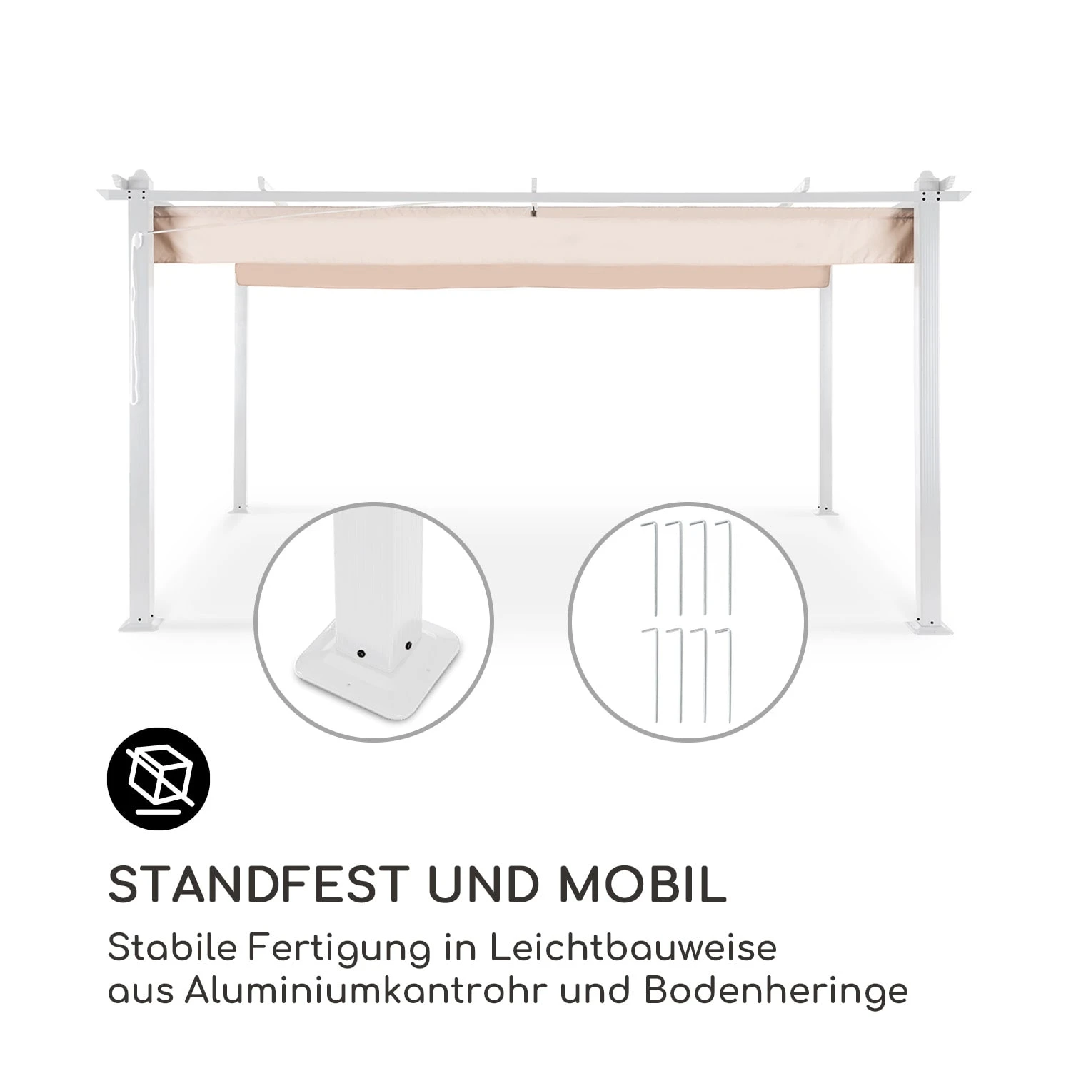 Pantheon Pergola Aluminiumkantrohr 3x4m 4 Eckpfosten Wasserabweisend – Bild 3