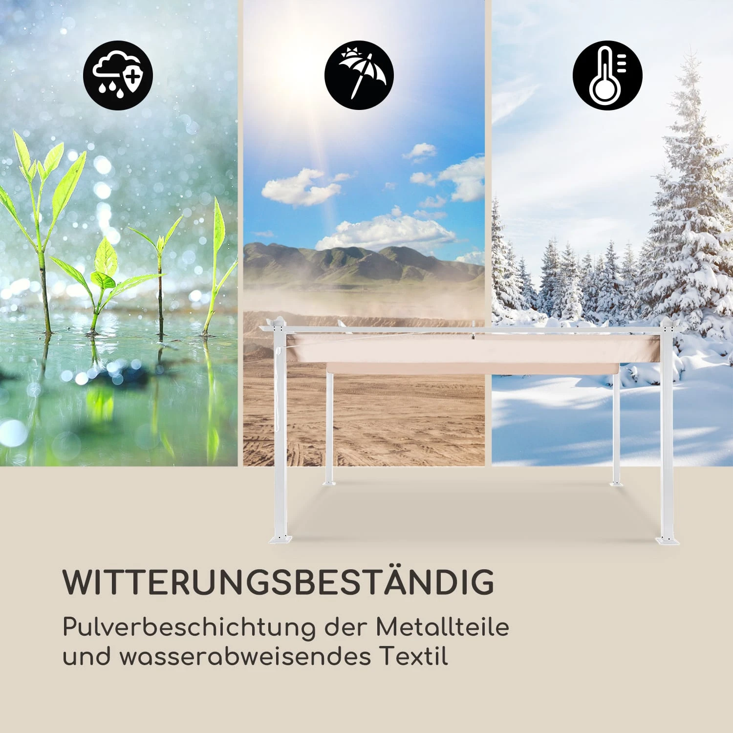 Pantheon Pergola Aluminiumkantrohr 3x4m 4 Eckpfosten Wasserabweisend – Bild 5