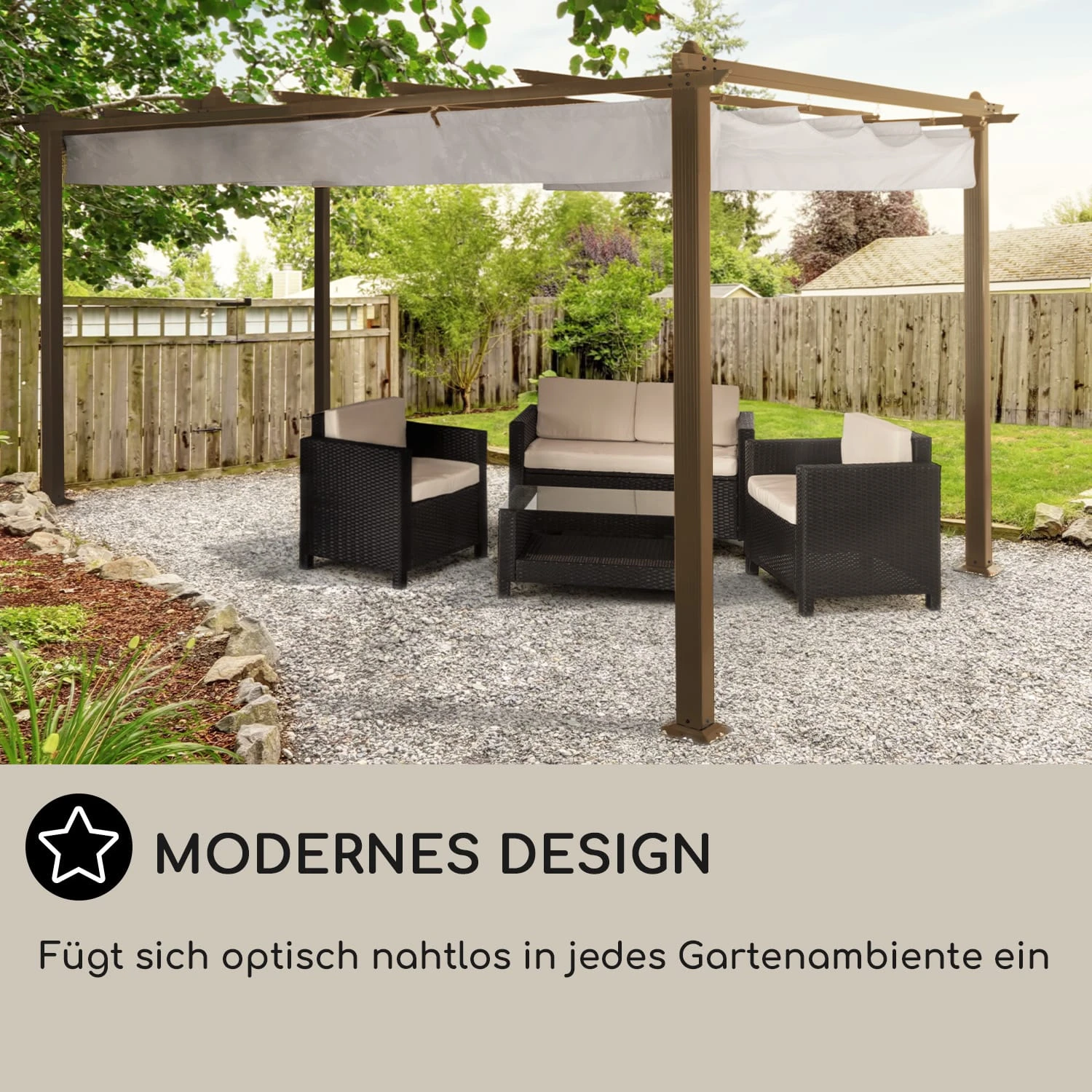 Pantheon Rust Pergola Aluminium 3x4m 6 Eckpfosten Wasserabweisend – Bild 6