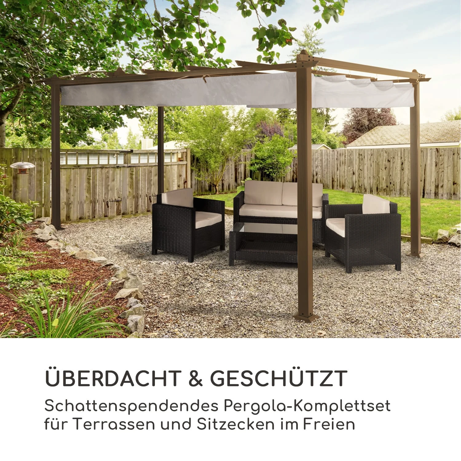 Pantheon Rust Pergola Aluminium 3x4m 6 Eckpfosten Wasserabweisend – Bild 2