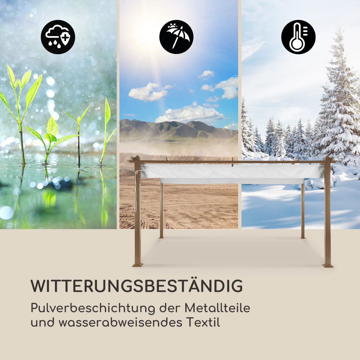 Pantheon Rust Pergola Aluminium 3x4m 6 Eckpfosten Wasserabweisend – Bild 5