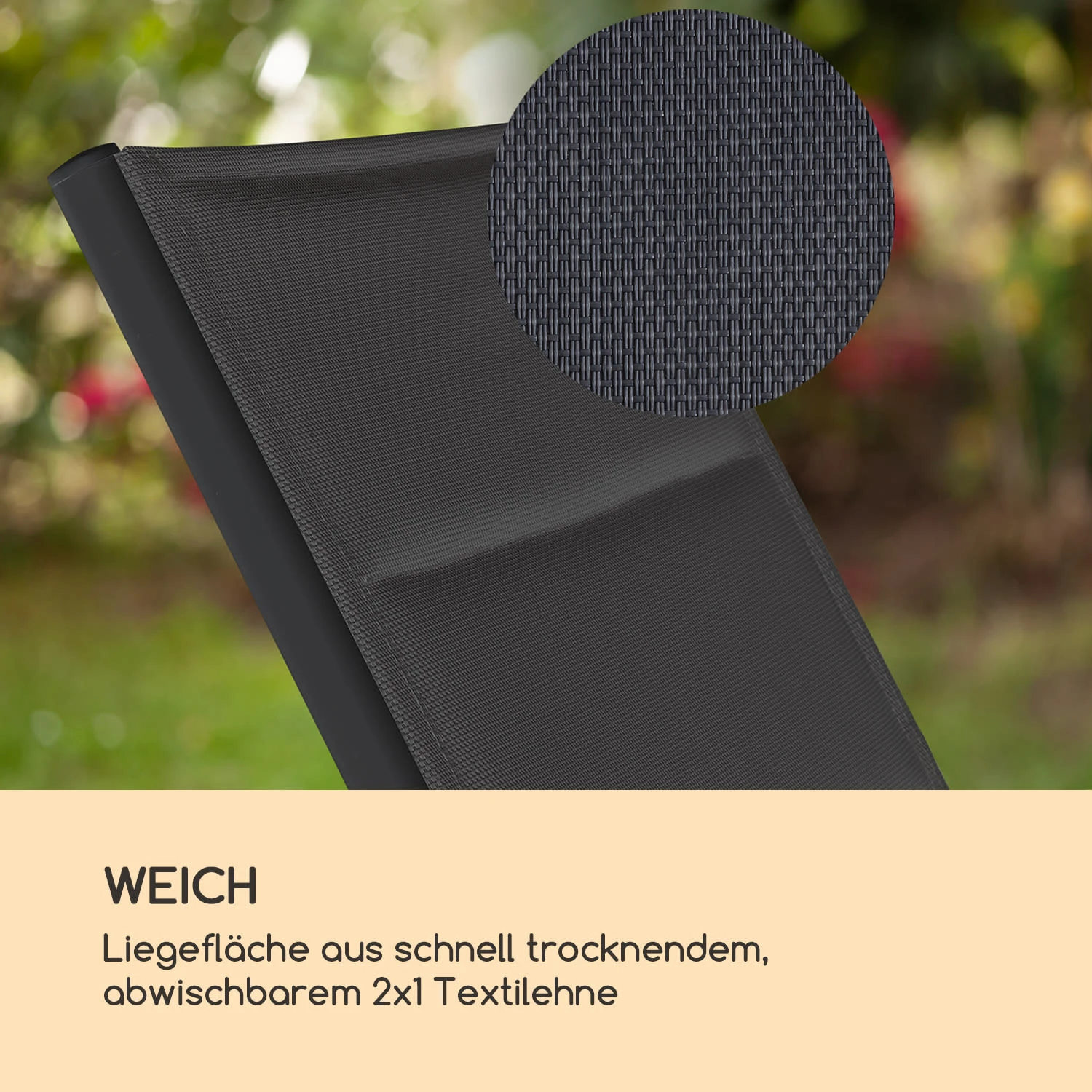 Limala Sonnenliege Lounger Stahl/Aluminium Textilene 150 Kg Mobil – Bild 5