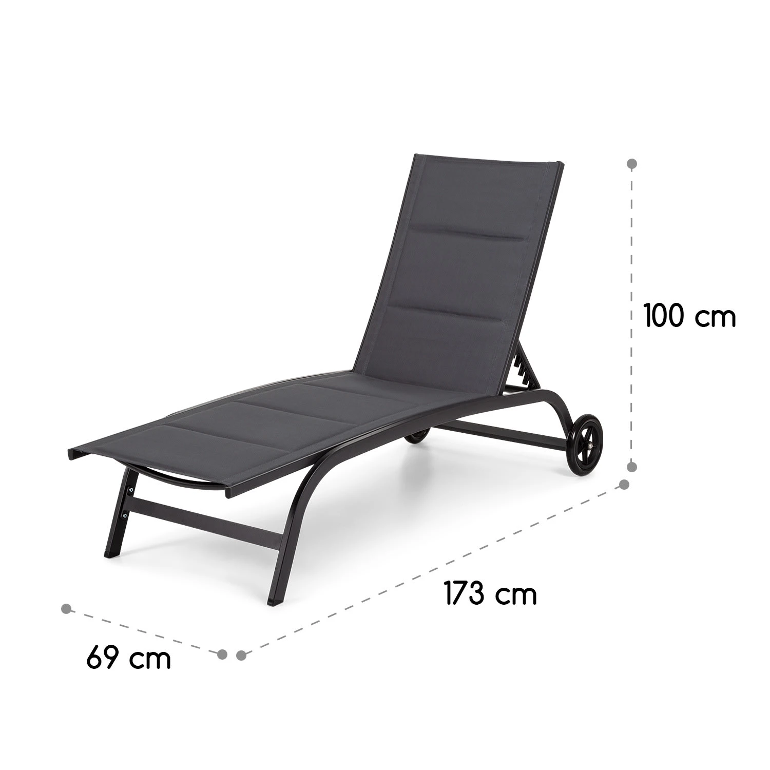 Limala Sonnenliege Lounger Stahl/Aluminium Textilene 150 Kg Mobil – Bild 7