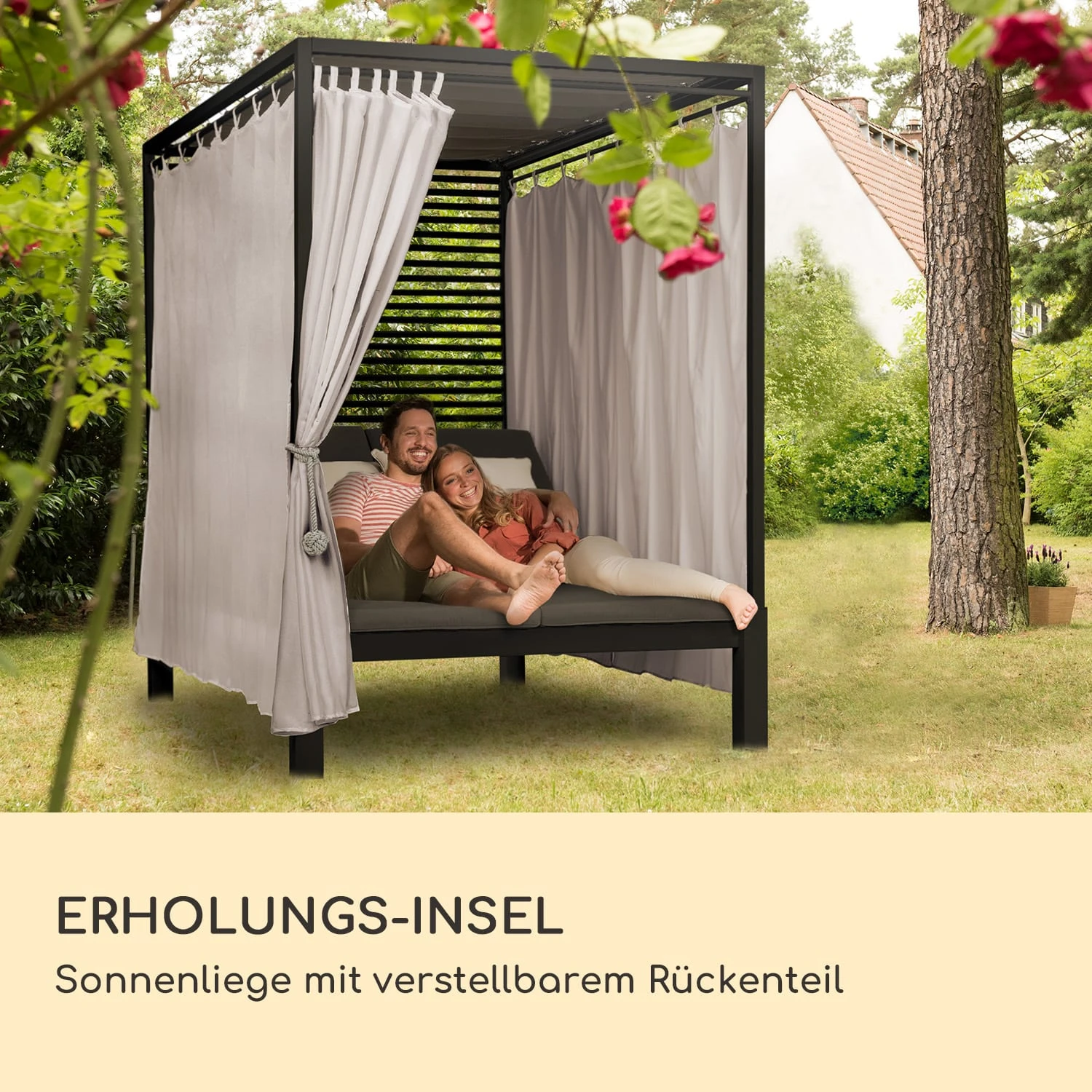 Eremitage Double Lux Sonnenliege 4 Liegepositionen 2 Personen 6 Cm Polster – Bild 2