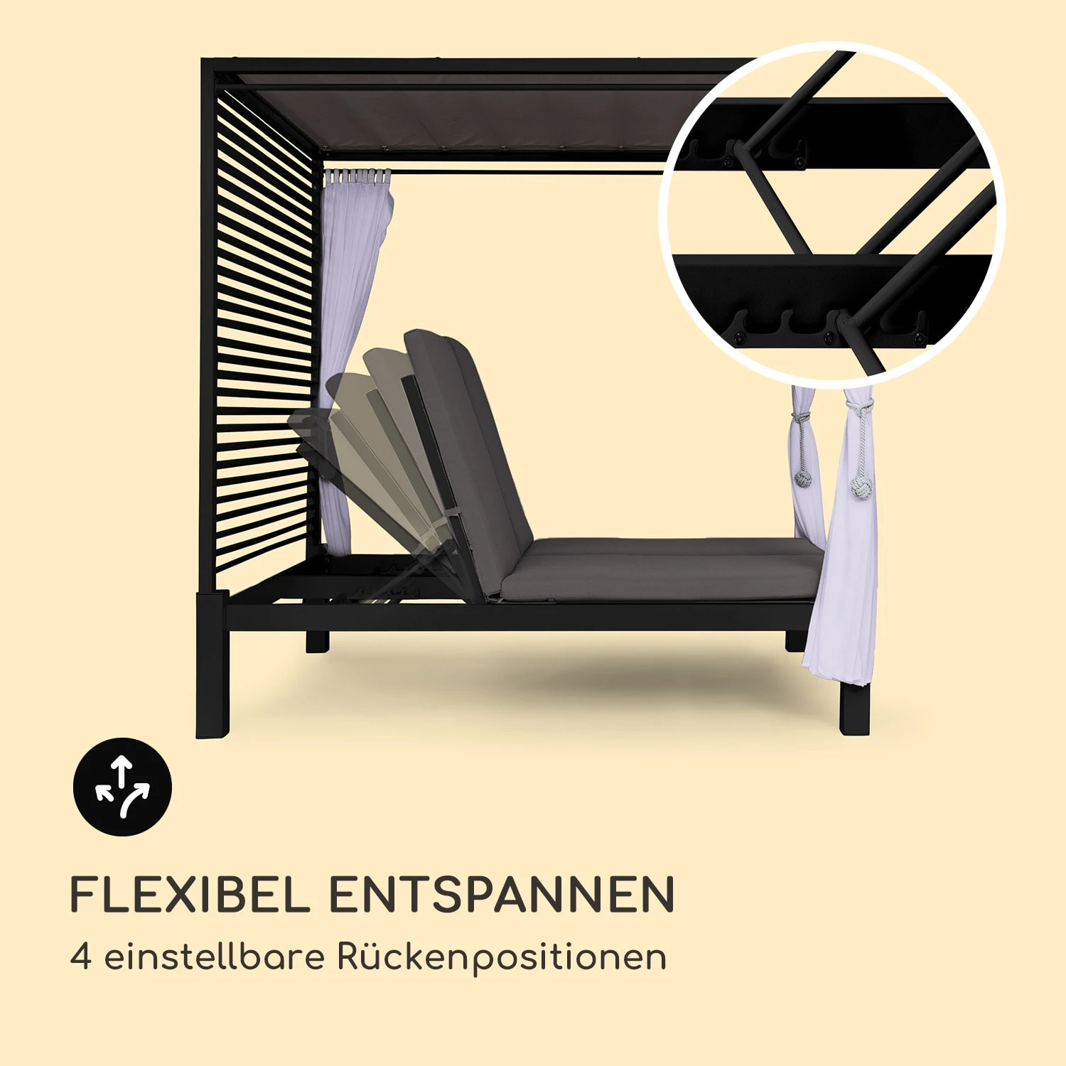 Eremitage Double Lux Sonnenliege 4 Liegepositionen 2 Personen 6 Cm Polster – Bild 8