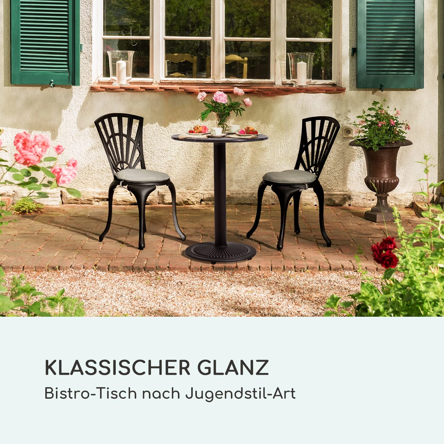 Patras Pearl Bistro-Tisch Jugendstil Marmor Ø 60 Cm H 75 Cm Gusseisern – Bild 2