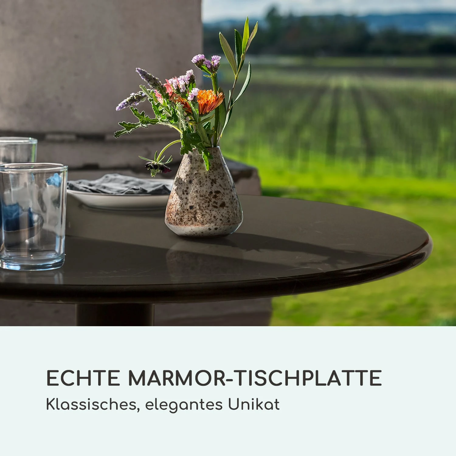 Patras Pearl Bistro-Tisch Jugendstil Marmor Ø 60 Cm H 75 Cm Gusseisern – Bild 3