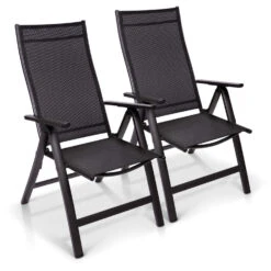 London Gartenstuhl 2er-Set Textilene Aluminium 6-Positionen Klappbar