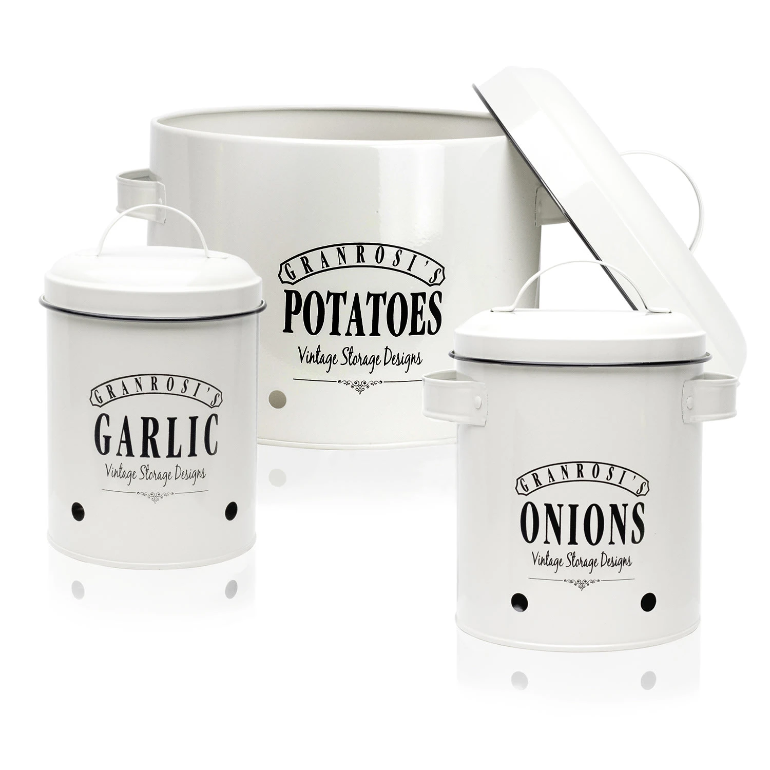 Georgia Vorratsbehälter 3er-Set Emaille-Stahlblech Vintage Rostfrei – Bild 3