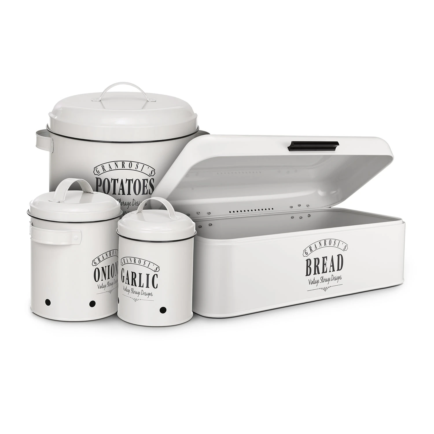 Georgia Vorratsbehälter 3er-Set Emaille-Stahlblech Vintage Rostfrei – Bild 5