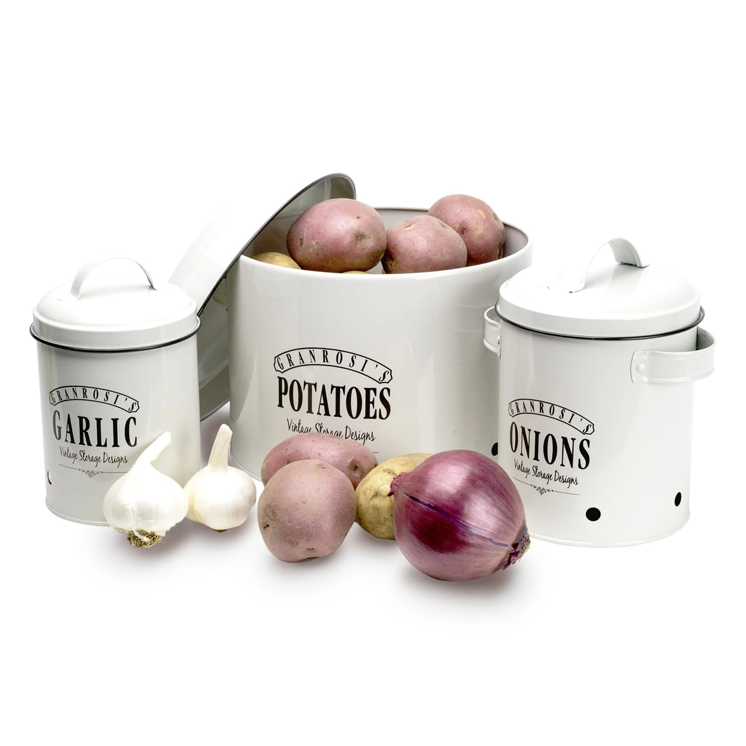 Georgia Vorratsbehälter 3er-Set Emaille-Stahlblech Vintage Rostfrei – Bild 6