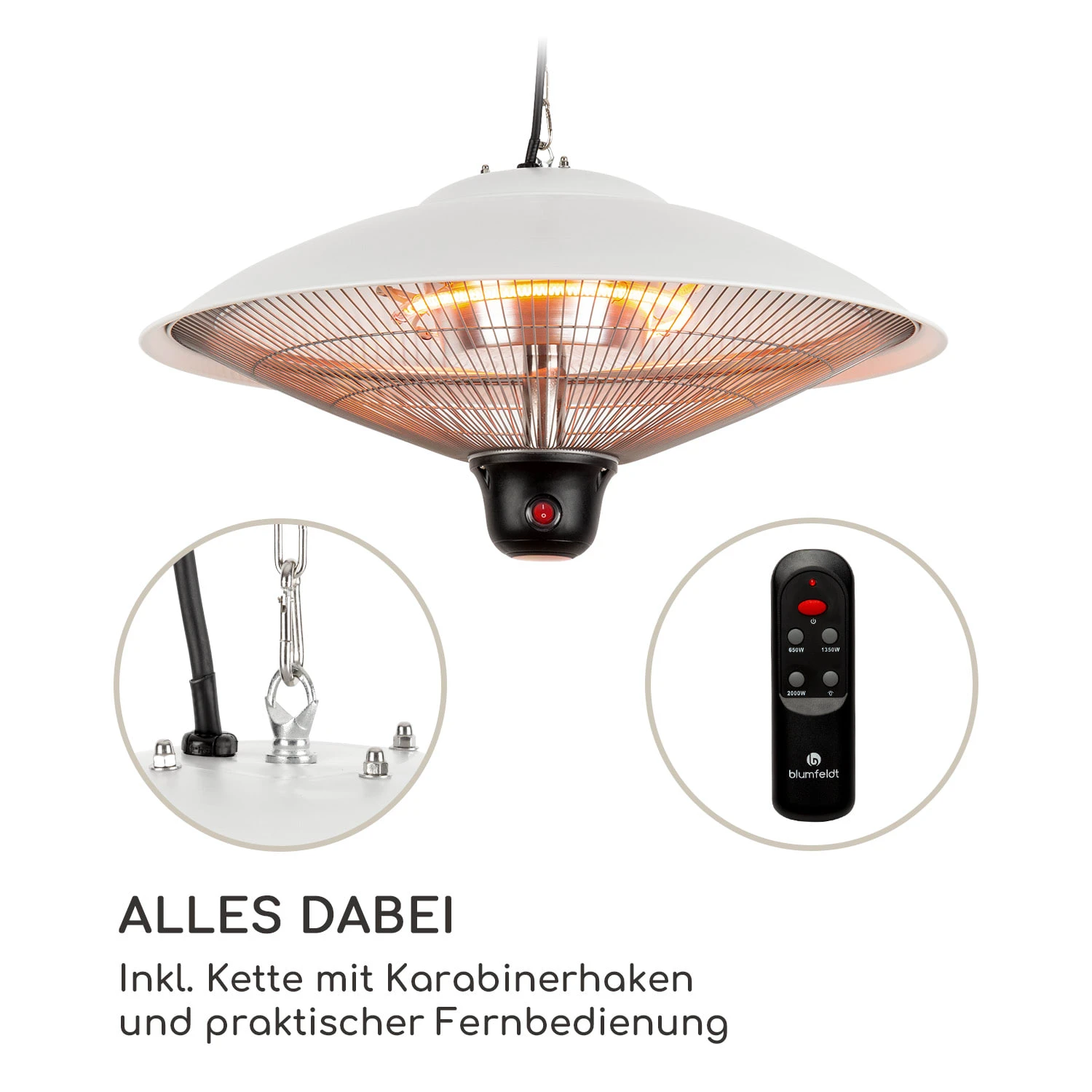 Heizsporn Deckenheizstrahler 60,5 Cm (Ø) LED-Lampe Fernbedienung – Bild 6