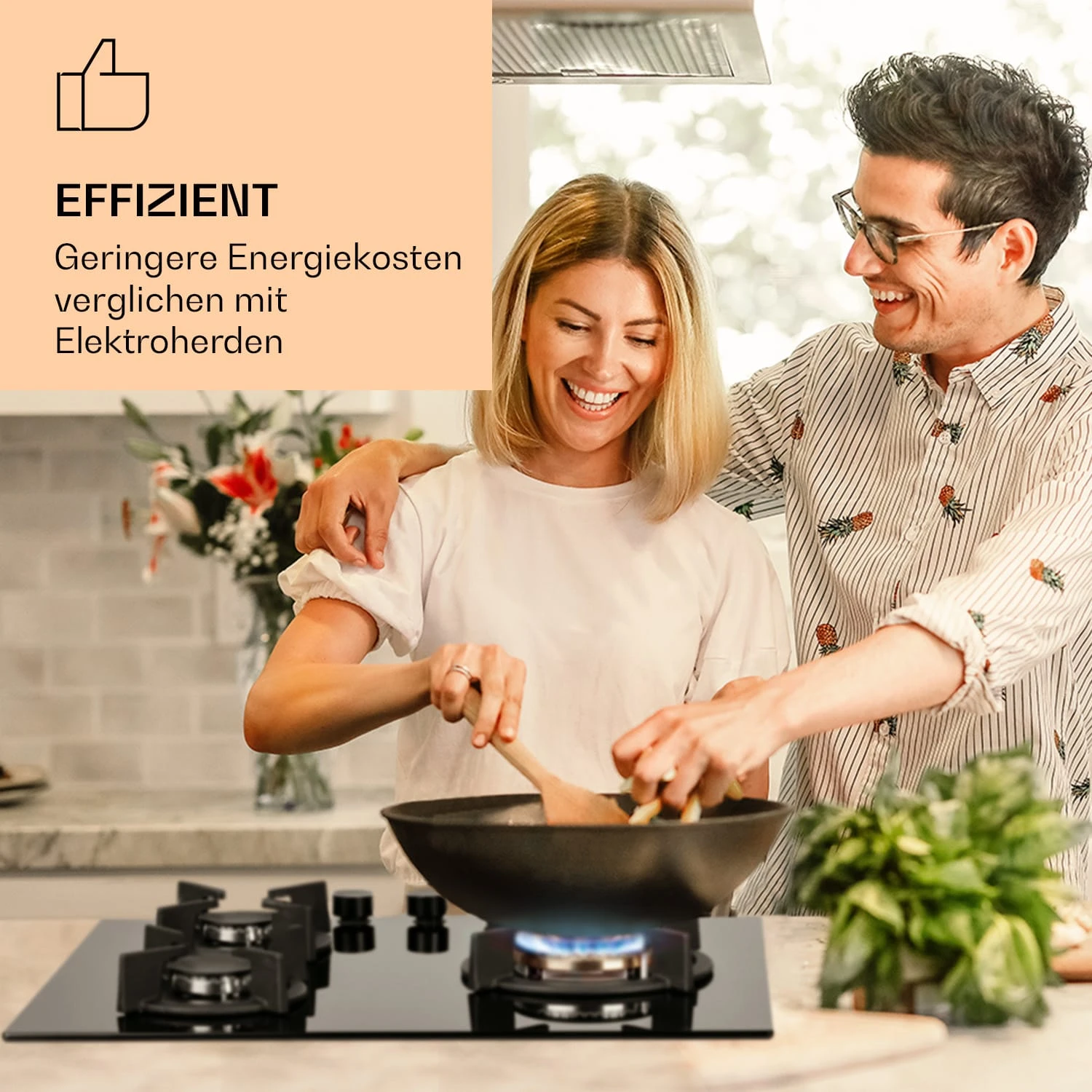 Goldflame 3 Gaskochfeld 3-flammig Messing-Brenner Glaskeramik – Bild 2