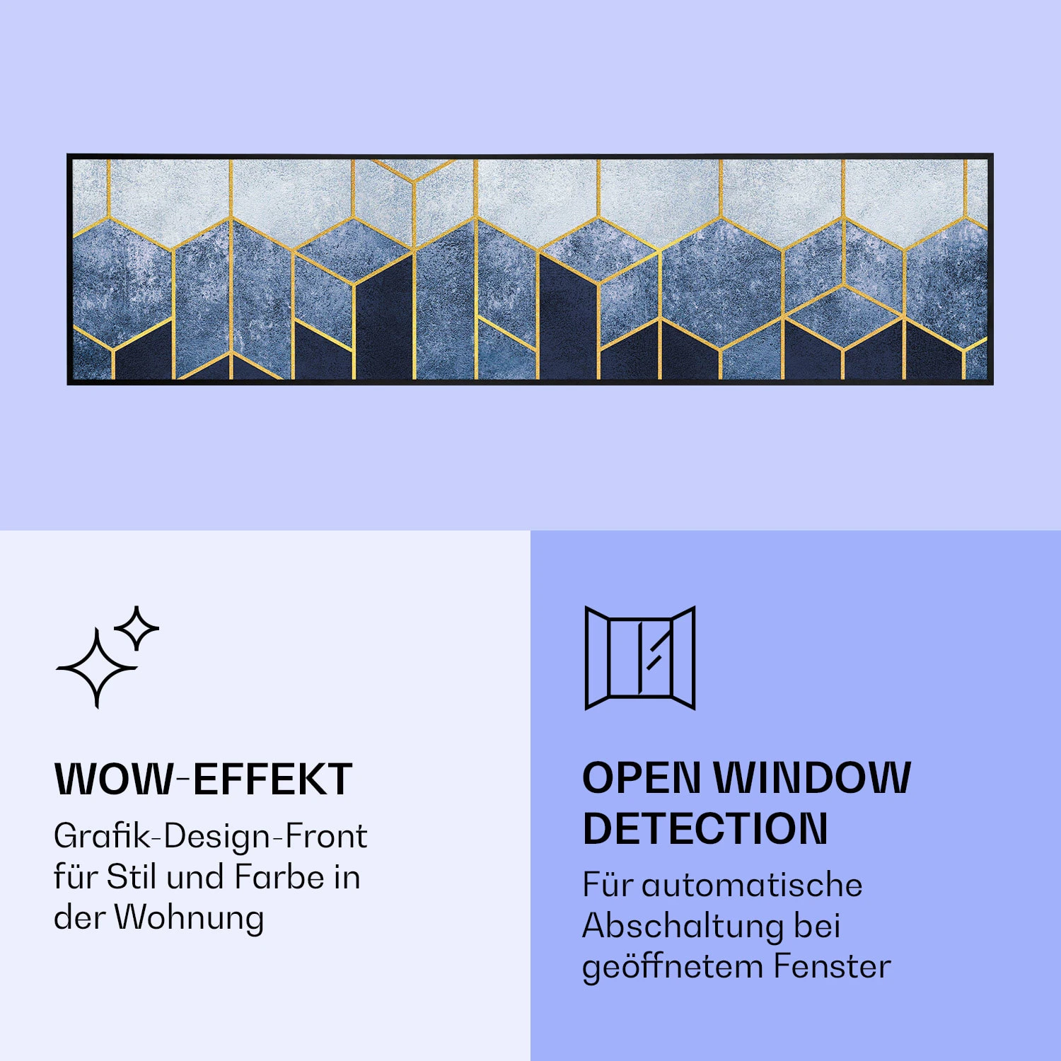 Wonderwall Air Art Smart Infrarotheizung Blaue Linie 120x30cm 350W – Bild 6