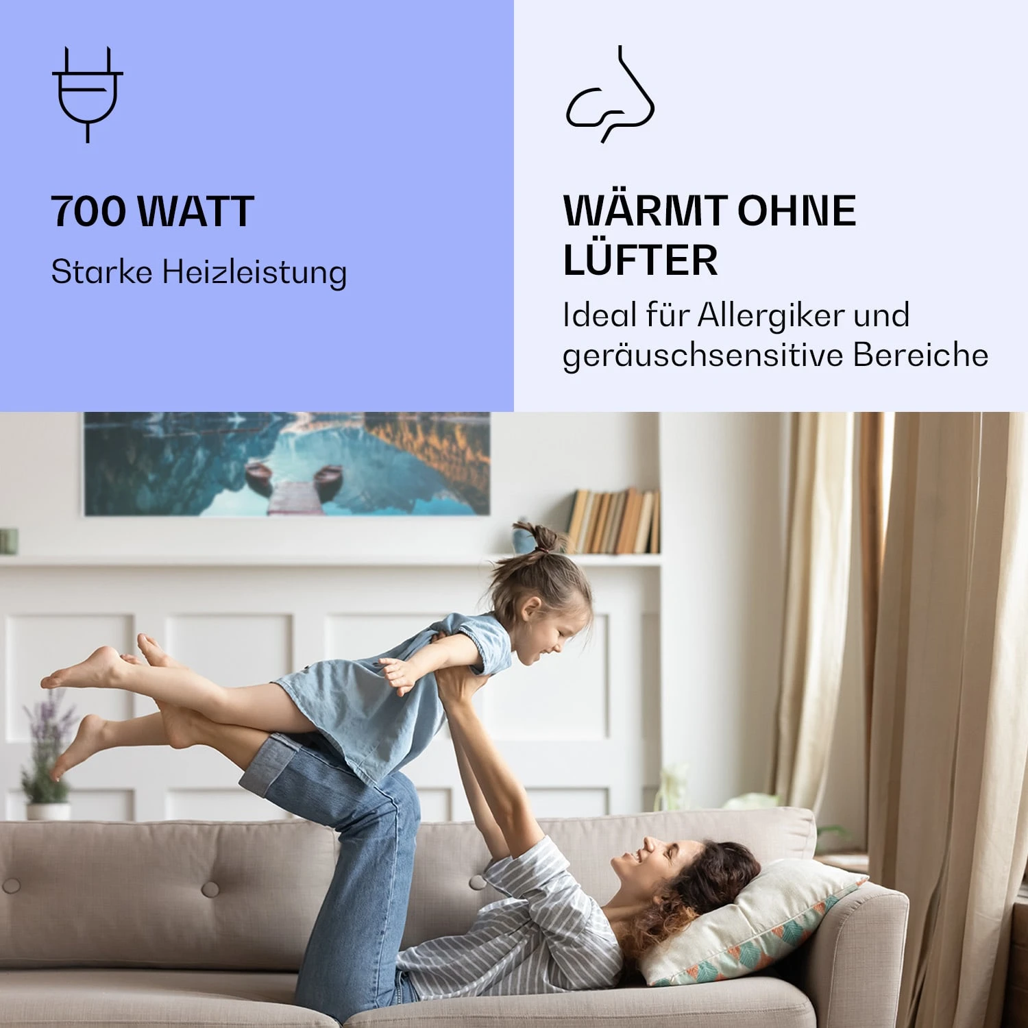 Wonderwall Air Art Smart Infrarotheizung See Horizontal 120x60cm 700W – Bild 5