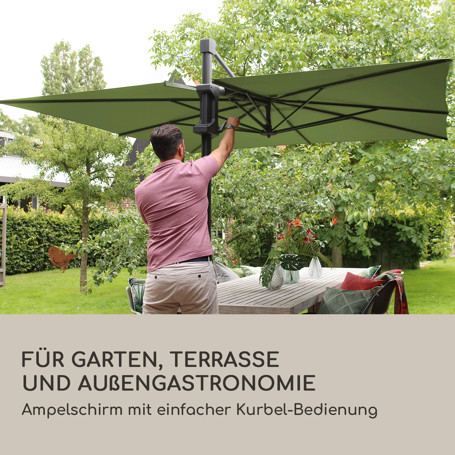 Saint-Tropez Ampelschirm 3-Achsen-Rotation 360° Drehbar 3 X 3,55 M UV-Schutz 50+ – Bild 2