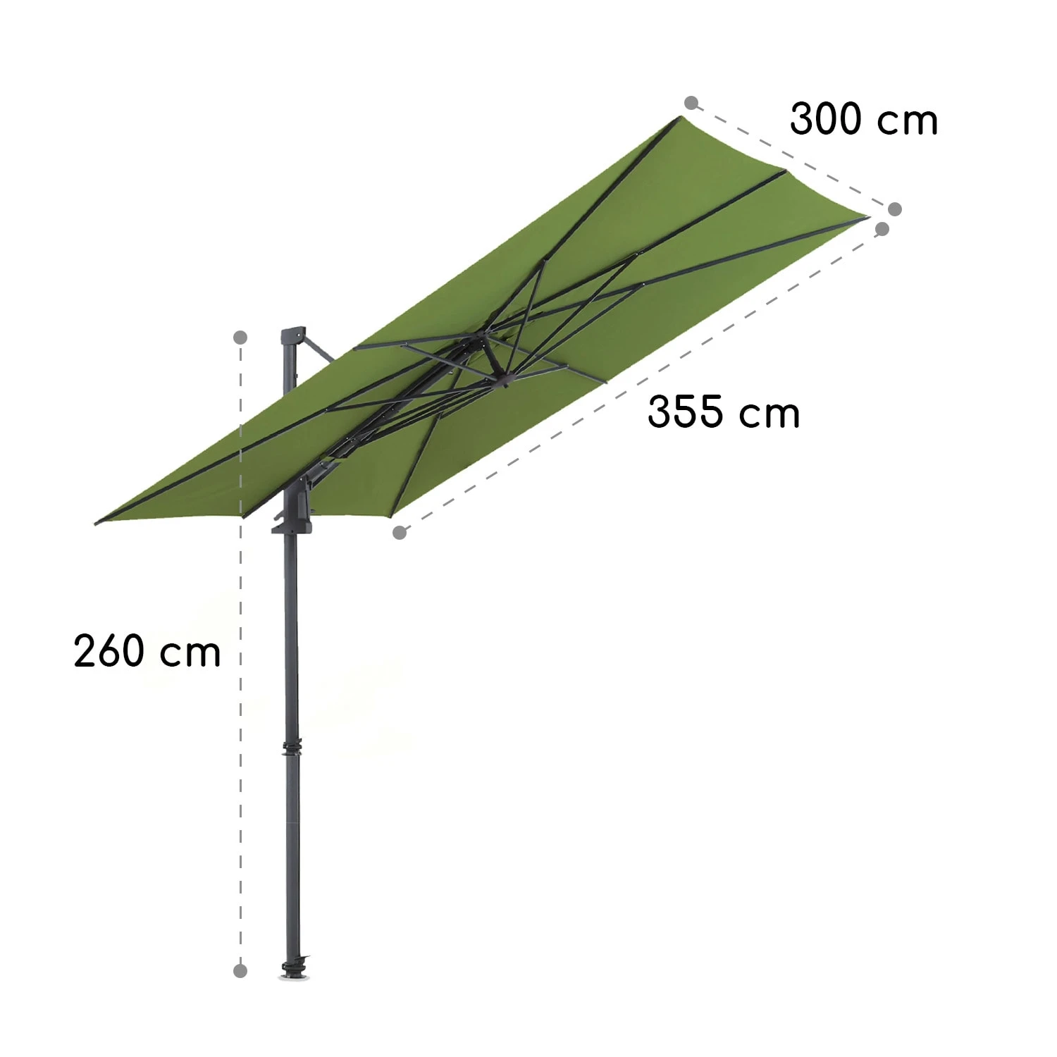 Saint-Tropez Ampelschirm 3-Achsen-Rotation 360° Drehbar 3 X 3,55 M UV-Schutz 50+ – Bild 7