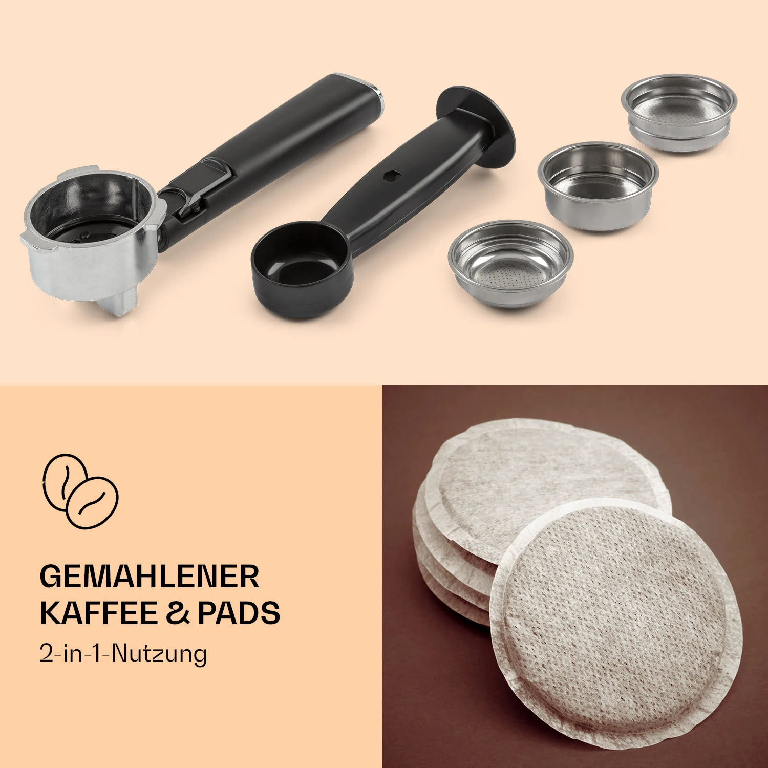 Pausa Espressomaker 1350 Watt 20 Bar Druck Wassertank: 1,4 Liter Edelstahl – Bild 3