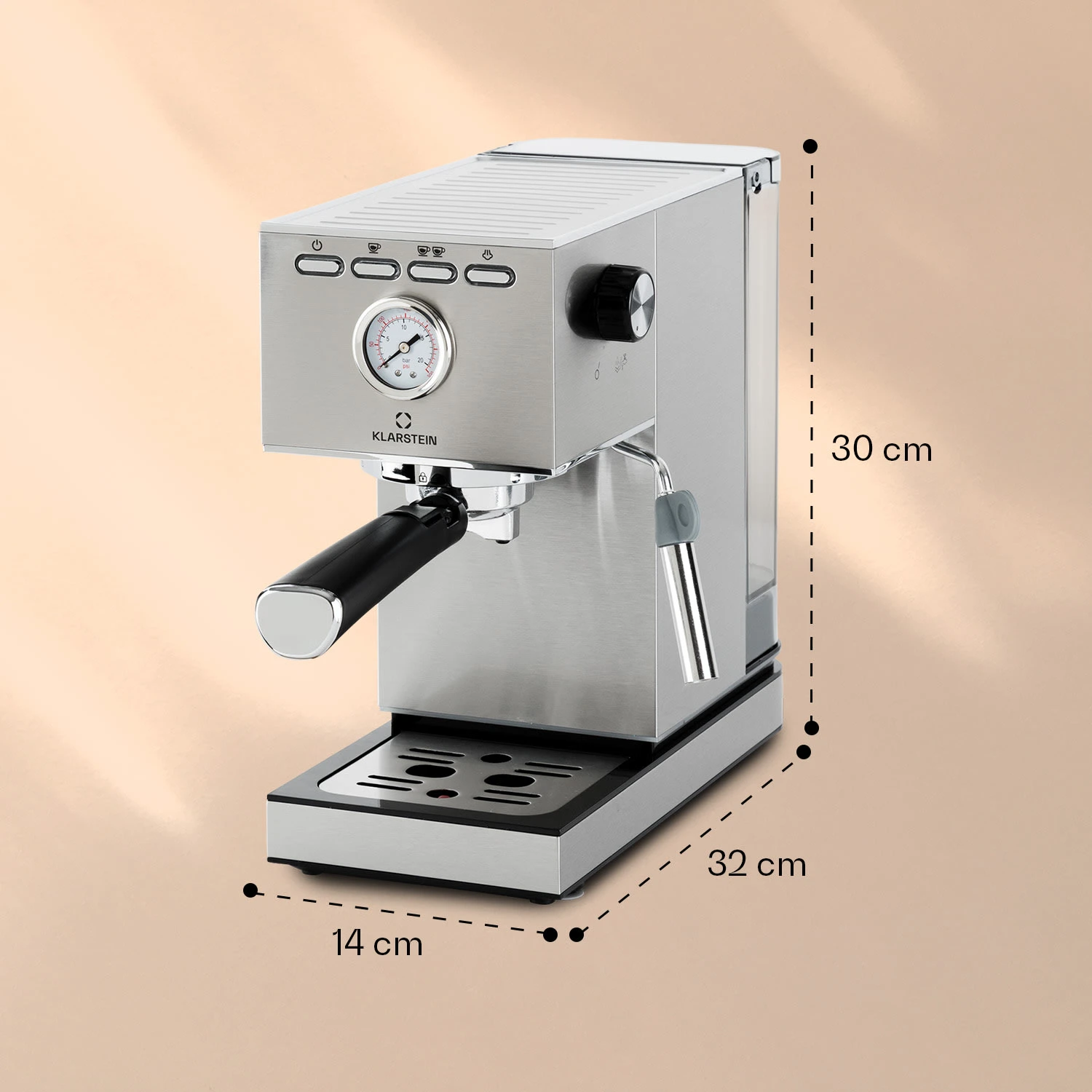 Pausa Espressomaker 1350 Watt 20 Bar Druck Wassertank: 1,4 Liter Edelstahl – Bild 8