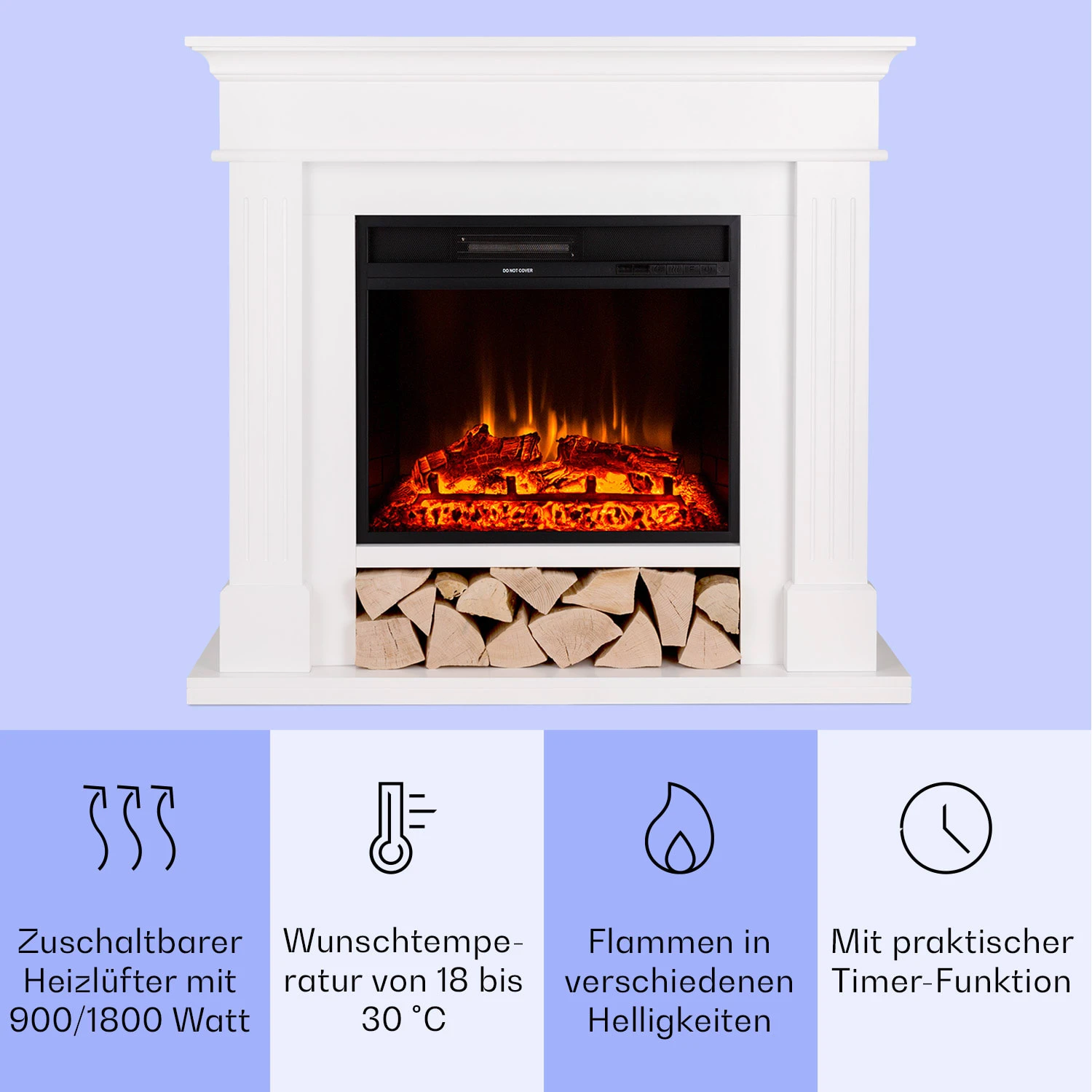 Las Pilas Elektrokamin Heizlüfter 900/1800W Wochentimer Fernbedienung – Bild 3