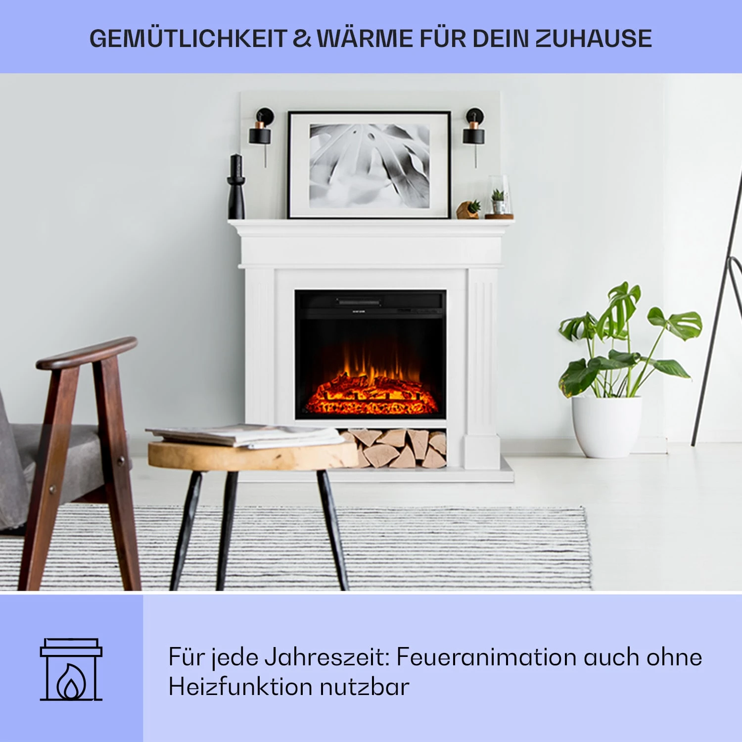 Las Pilas Elektrokamin Heizlüfter 900/1800W Wochentimer Fernbedienung – Bild 4