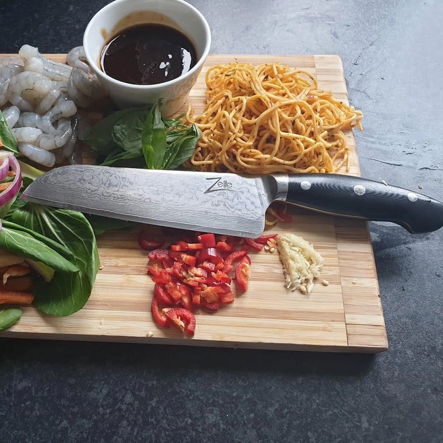 Executive-Plus Serie 7" Santokumesser 61 HRC Damaszenerstahl – Bild 4