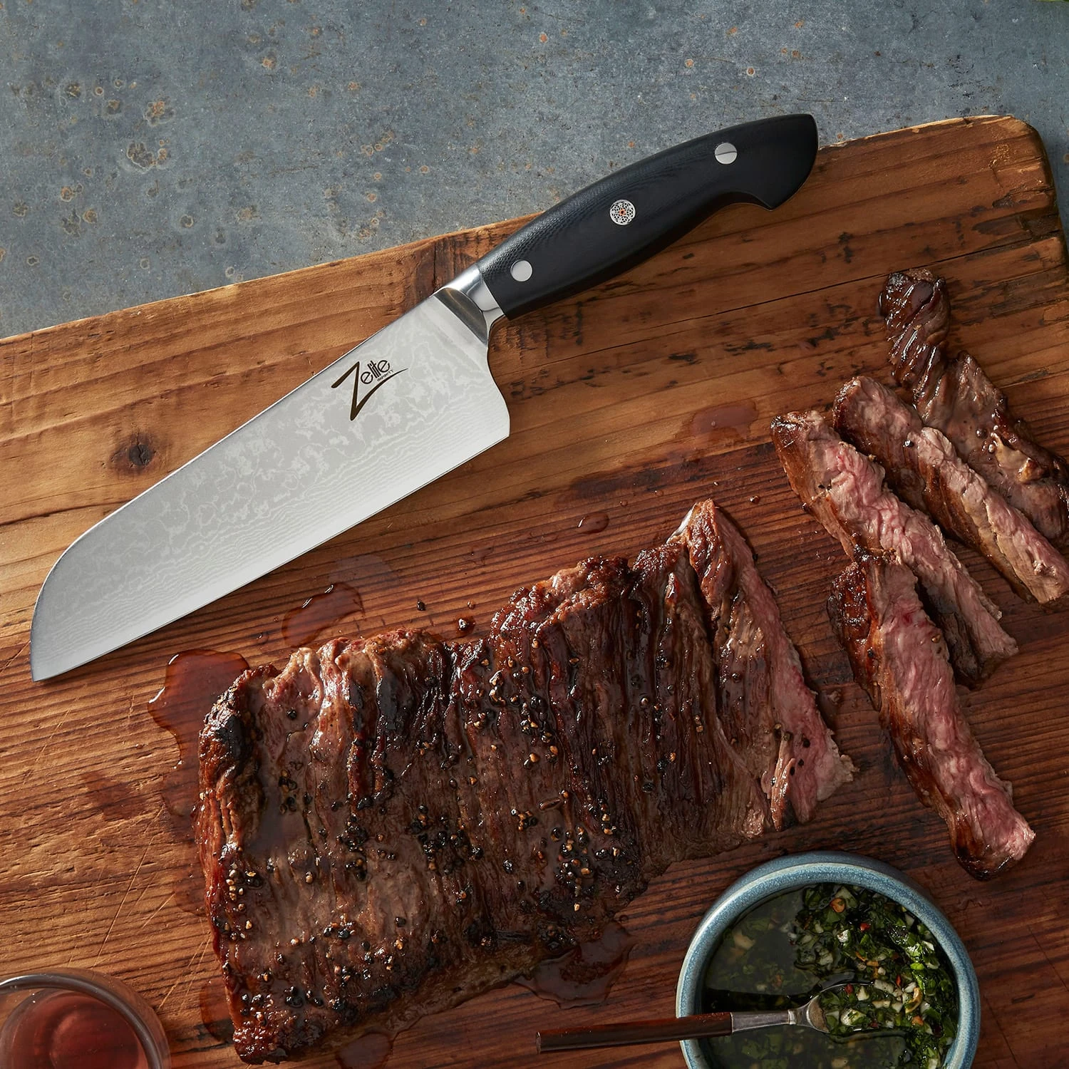 Executive-Plus Serie 7" Santokumesser 61 HRC Damaszenerstahl – Bild 5