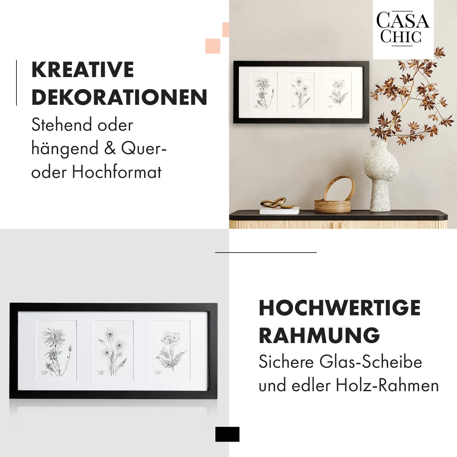 Moorgate Bilderrahmen Rechteckig 3er-Rahmen 15 X 10 Cm Passepartout Holz – Bild 3