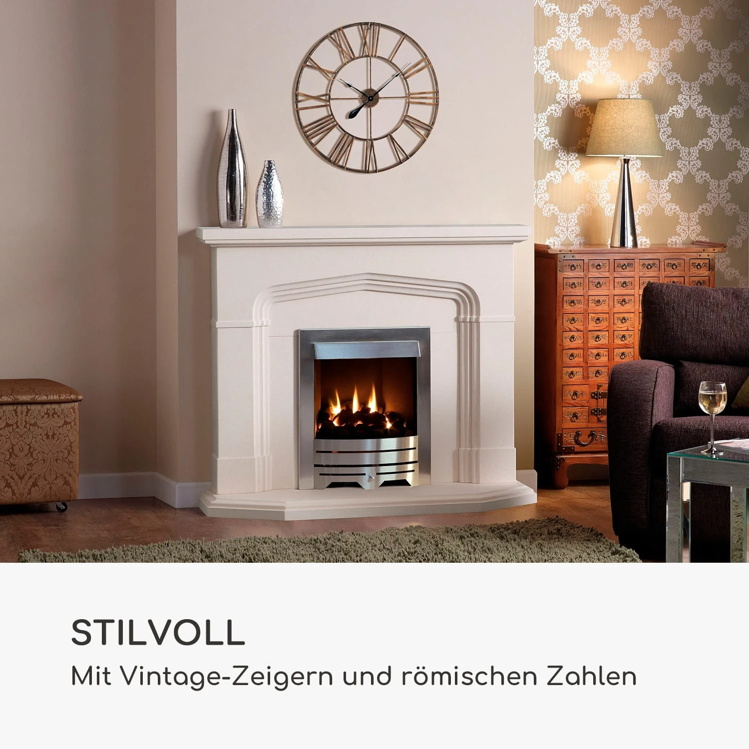 Queensway 80 Wanduhr Metallrahmen Geräuschlos Ø 76 Cm – Bild 2