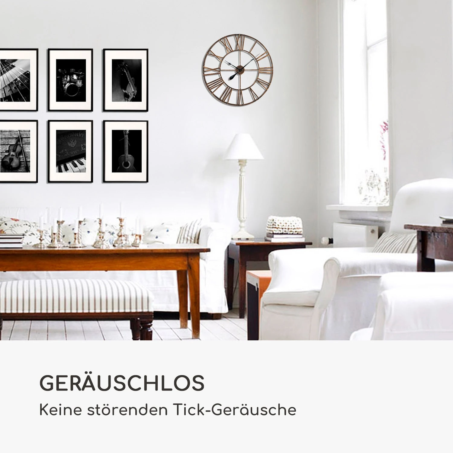 Queensway 80 Wanduhr Metallrahmen Geräuschlos Ø 76 Cm – Bild 4