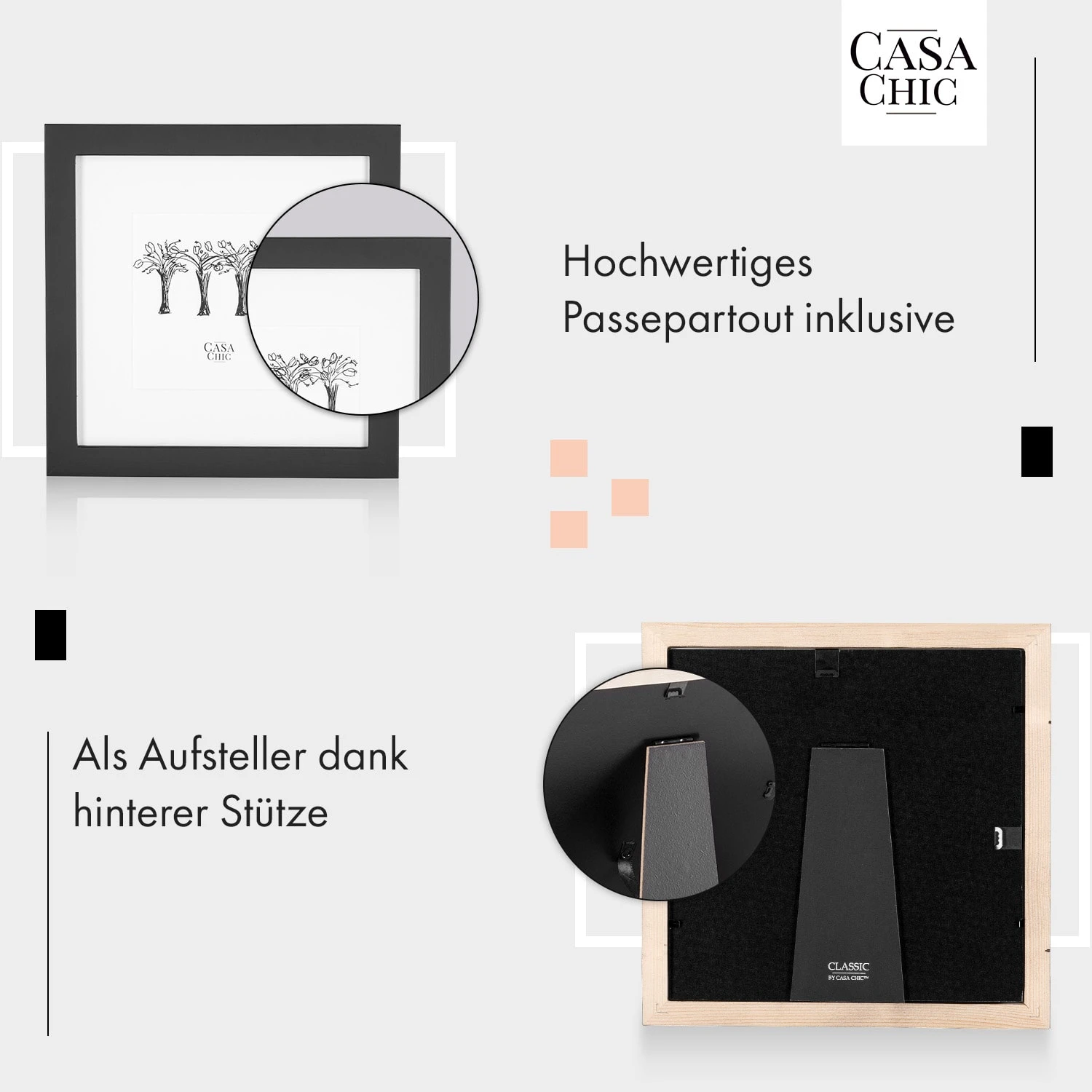 Cannon Bilderrahmen Quadratisch 20 X 20 Cm Fotos Passepartout Echtholz – Bild 4