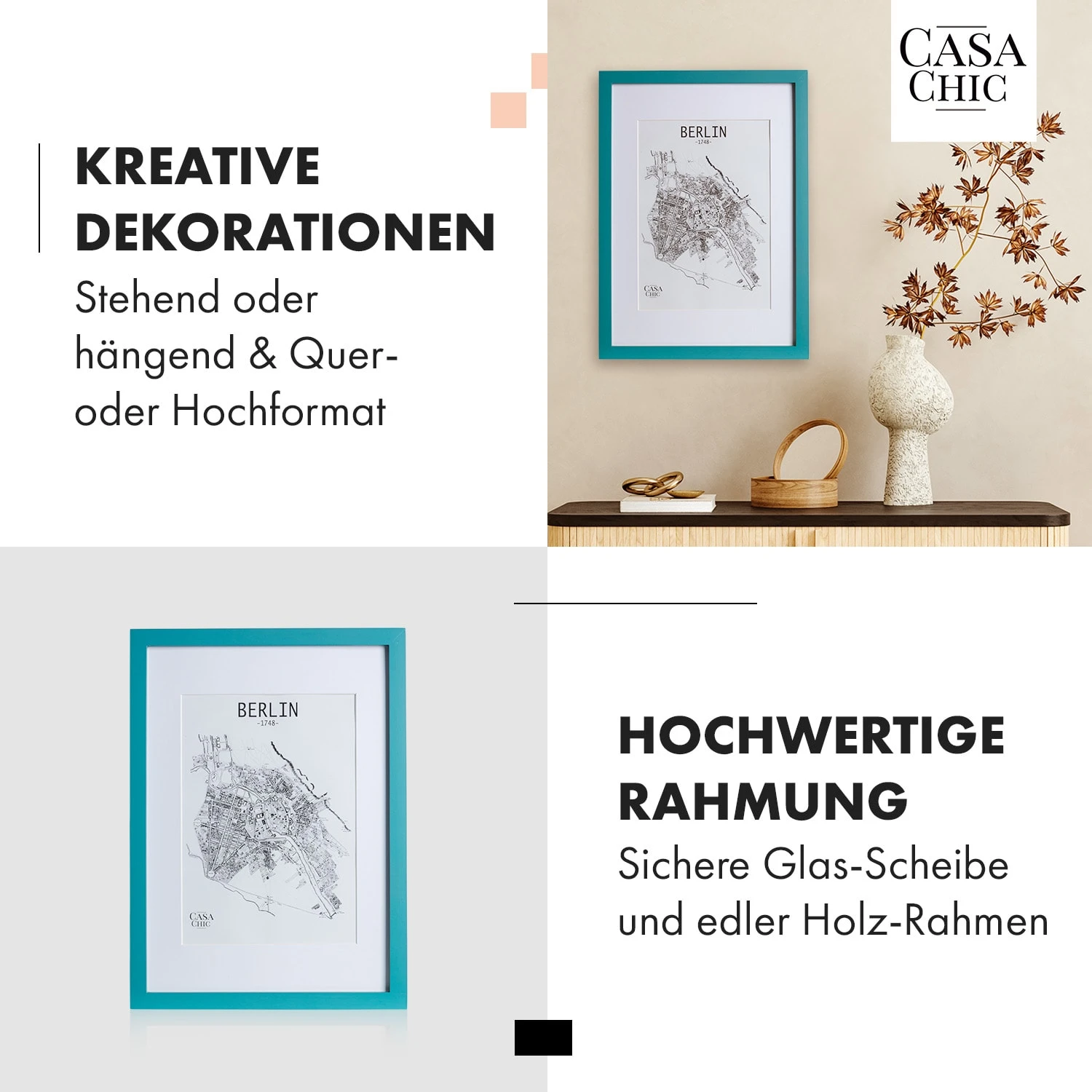 Finsbury Bilderrahmen Rechteckig DIN A3 Fotos Passepartout Plexiglas – Bild 3