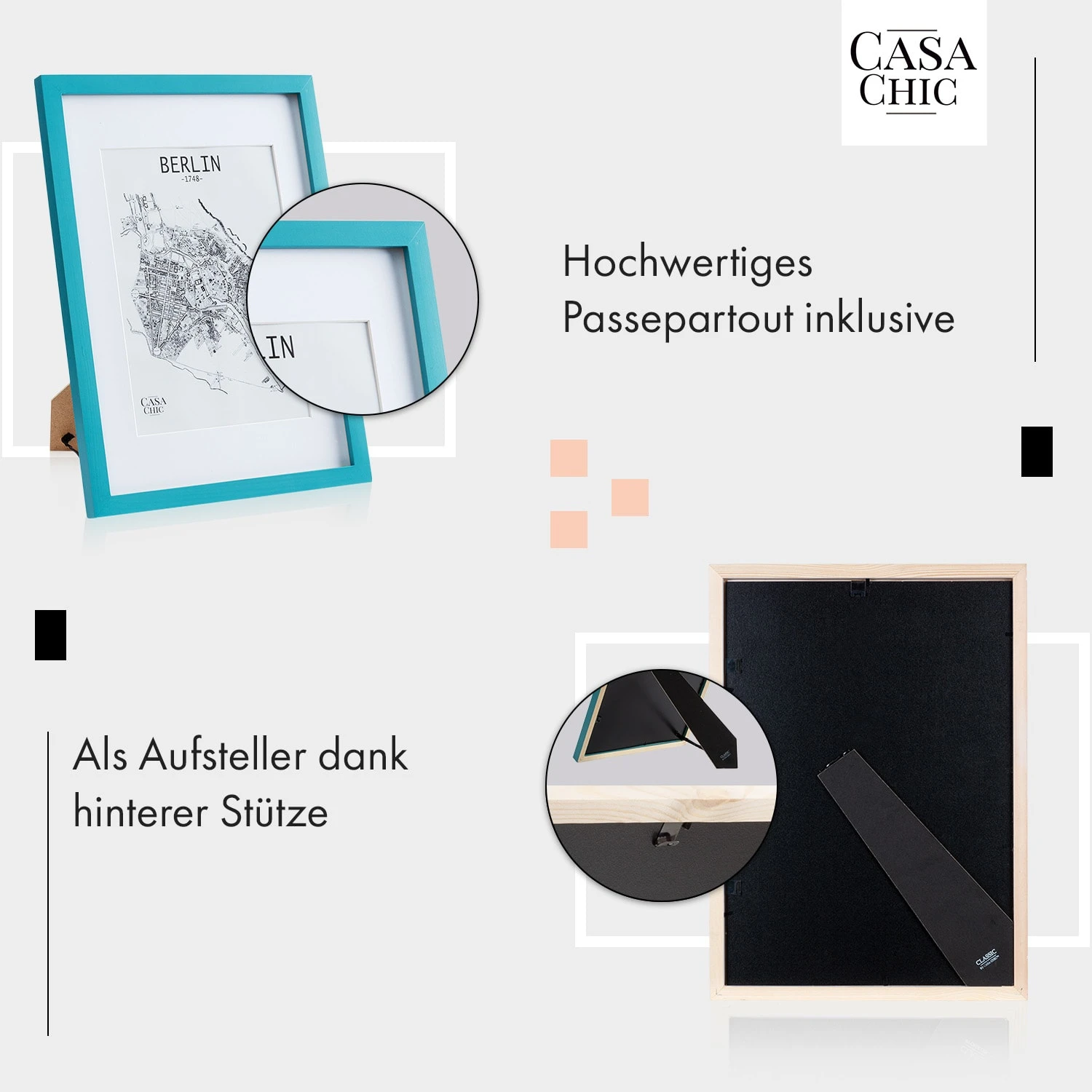 Finsbury Bilderrahmen Rechteckig DIN A3 Fotos Passepartout Plexiglas – Bild 4