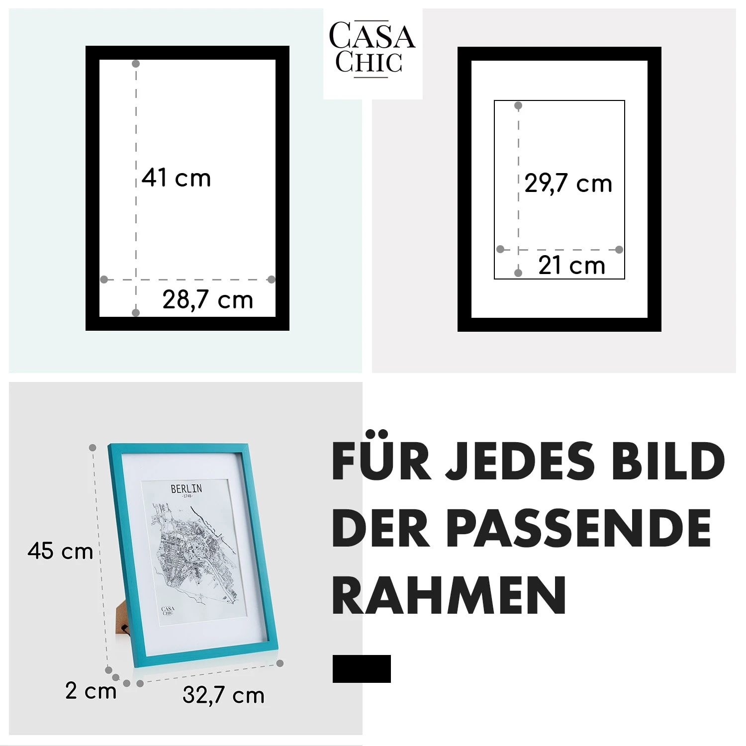 Finsbury Bilderrahmen Rechteckig DIN A3 Fotos Passepartout Plexiglas – Bild 5