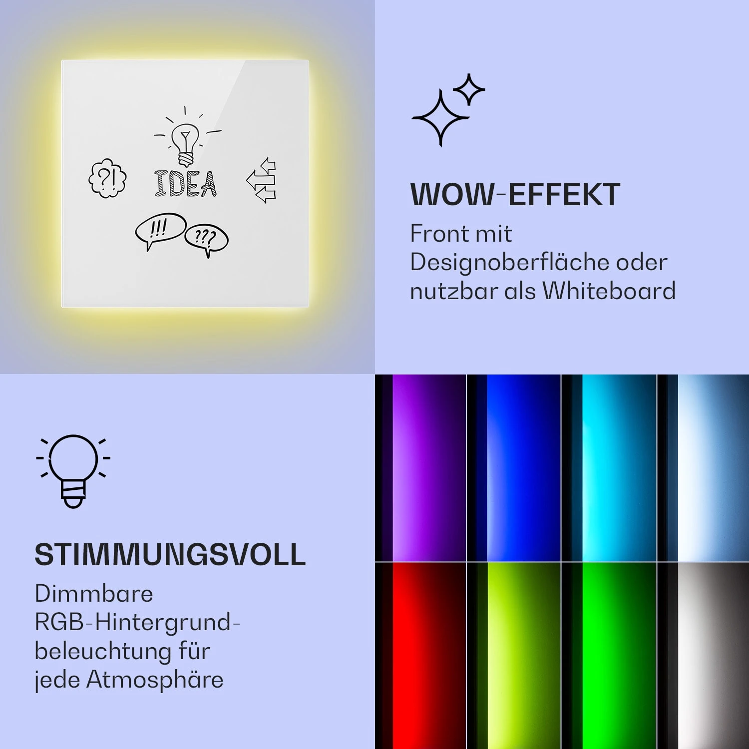 Mojave 500 Smart 2-in-1 Heizgerät Infrarot Konvektor 60x60cm 500W RGB-Licht – Bild 3