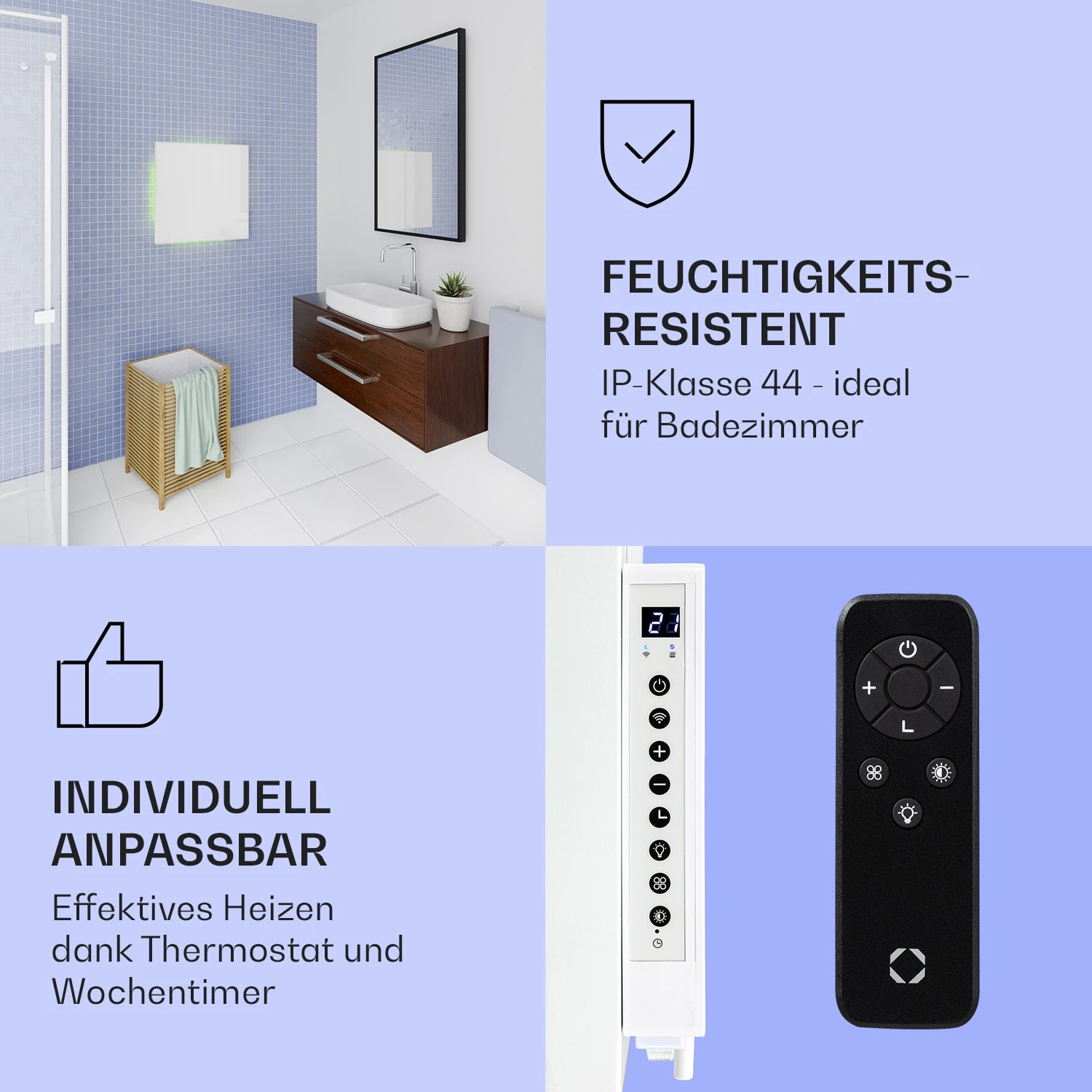 Mojave 500 Smart 2-in-1 Heizgerät Infrarot Konvektor 60x60cm 500W RGB-Licht – Bild 6