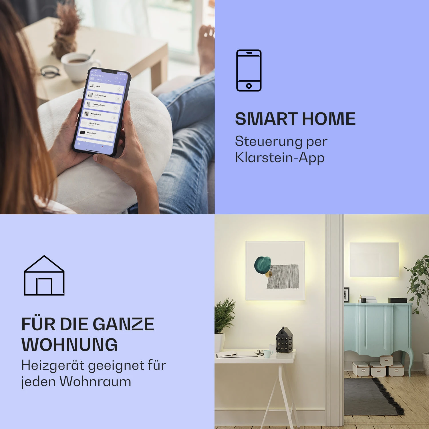 Mojave 750 Smart 2-in-1 Heizgerät Infrarot Konvektor 85x60cm 750W RGB-Licht – Bild 2