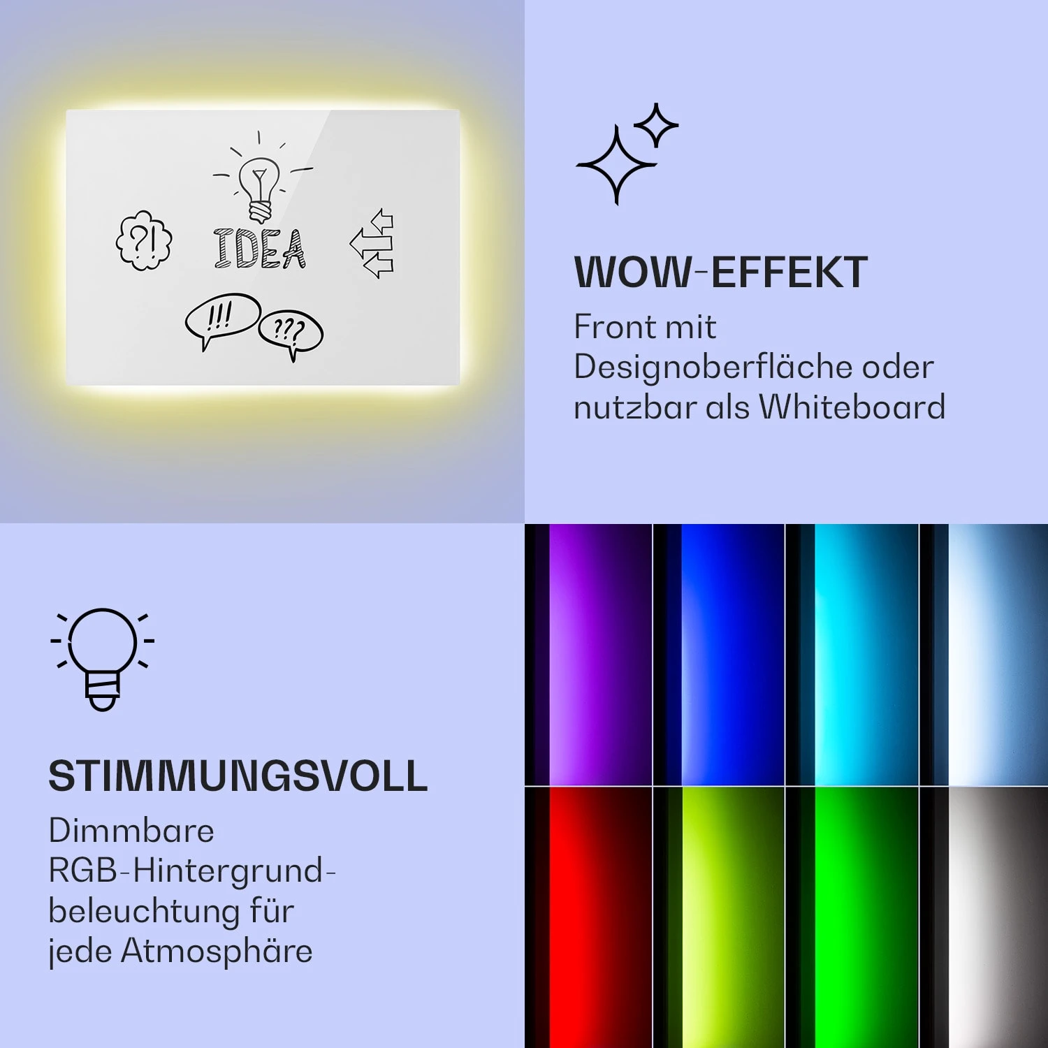 Mojave 750 Smart 2-in-1 Heizgerät Infrarot Konvektor 85x60cm 750W RGB-Licht – Bild 3